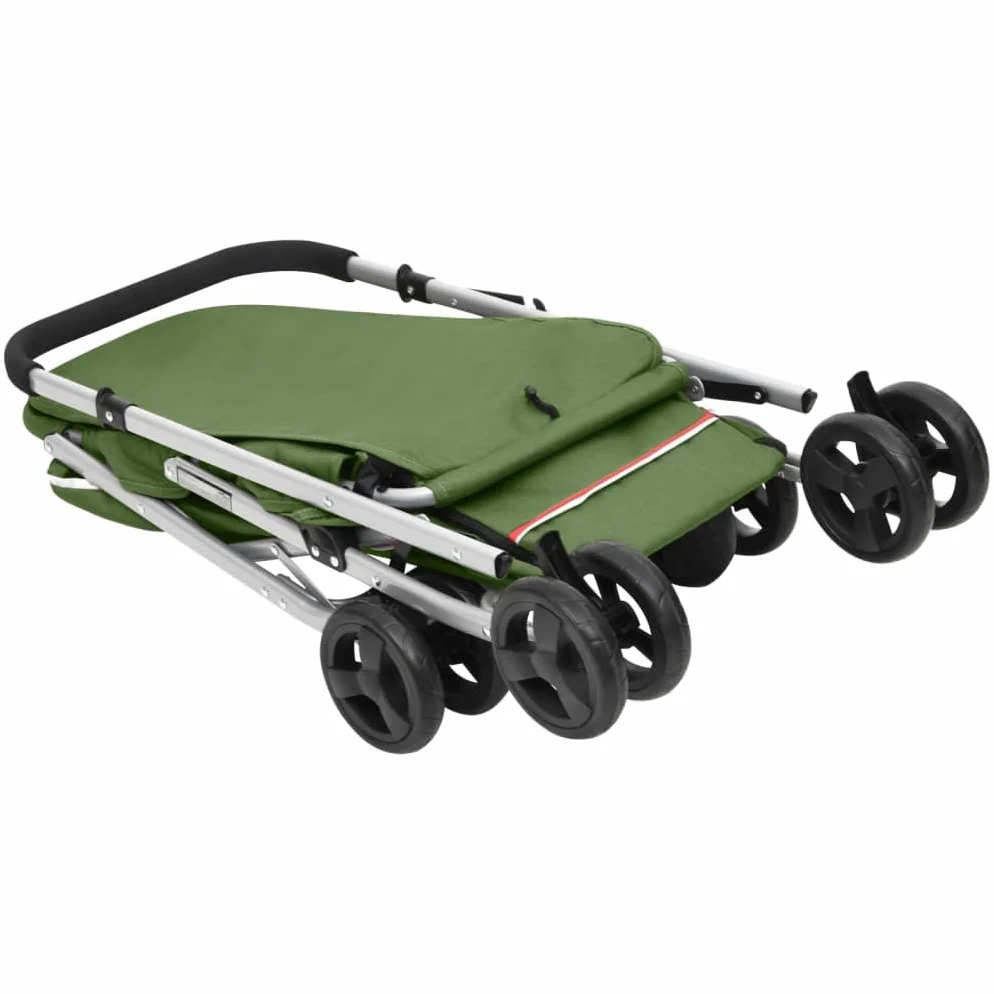 vidaXL Passeggino Cani Pieghevole Verde 100x49x96cm Tessuto di Lino