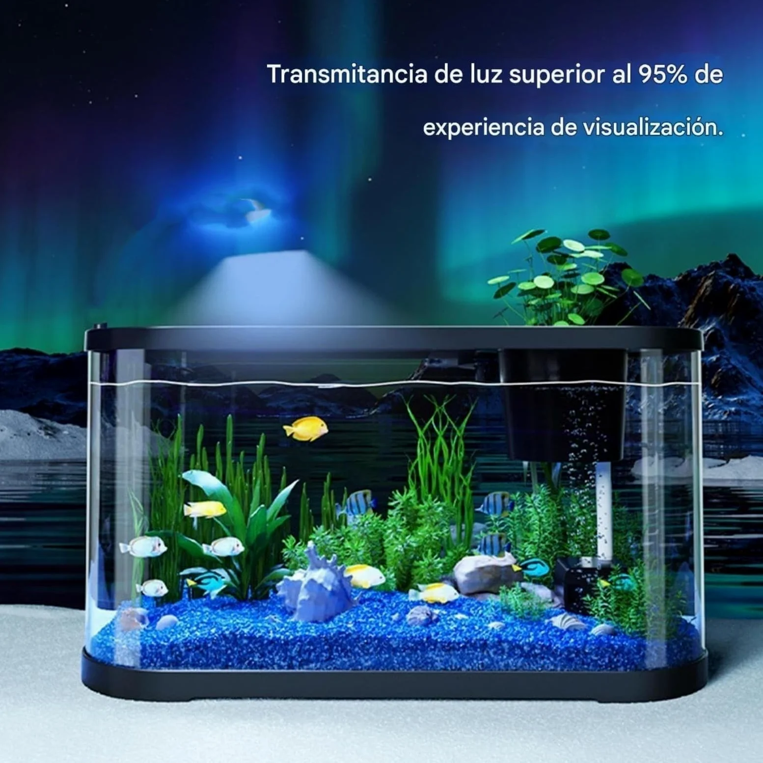 Kit Acquario Piccolo Acquario per Pesci Betta e Principianti, Vasca decorativa Silenziosa per Tartarughe e Animali Acquatici, Acquario da Scrivania Trasparente