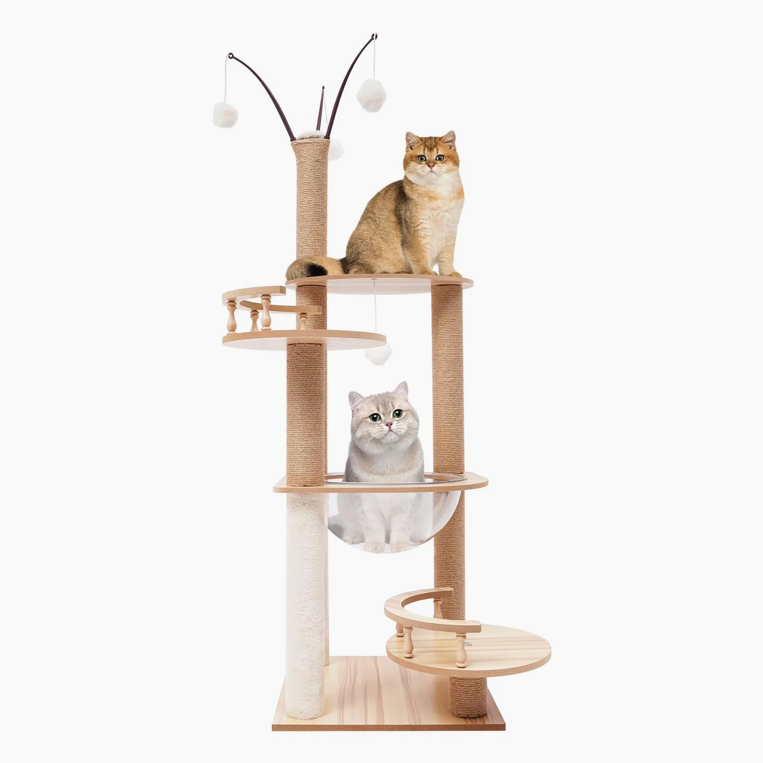 Tiragraffi per gatti, 40 x 40 x 132 cm, multi-livello, stabile, per gatti e gatti, multifunzione, con grattacieli, piattaforma, capsula spaziale, palline da gioco
