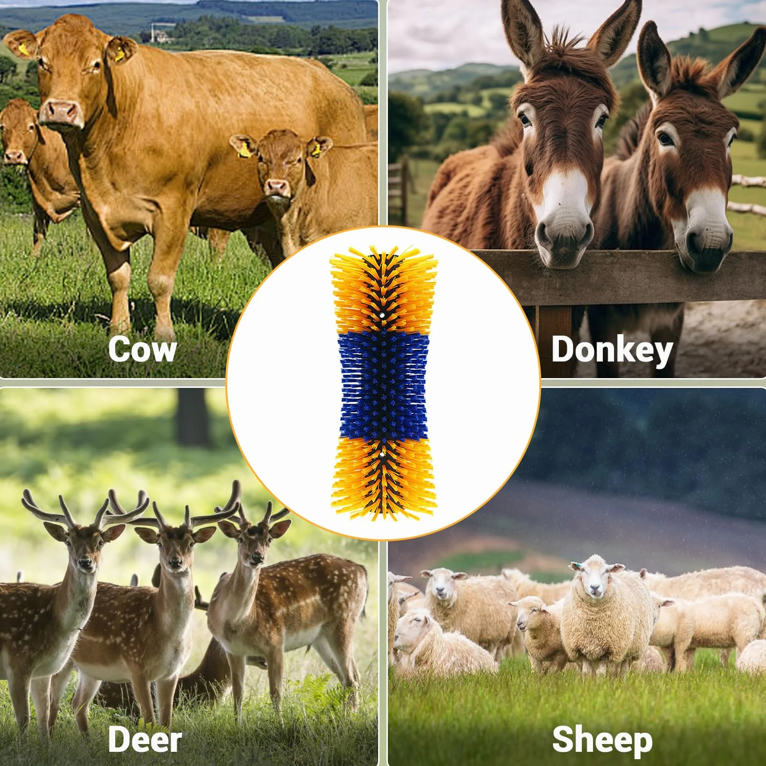 2 spazzole antigraffio per cavallo, mucca, cavalli semicircolari, spazzola per massaggio completo con viti per capre, bovini, mucche, pecore, cavalli, maiali e altri animali da fattoria per graffiare