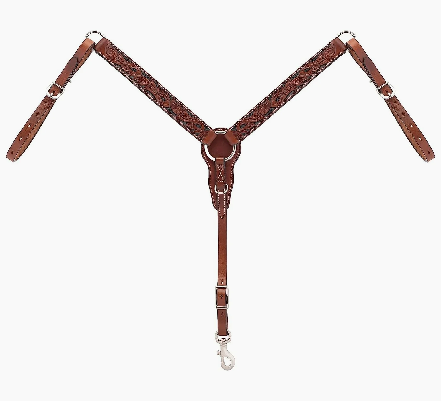 Western Horse Headstall Briglia petto collare redini puntine set in pelle floreale lavorato a mano pannocchia completa pony pettorale ME-HBC-083 (Cob)