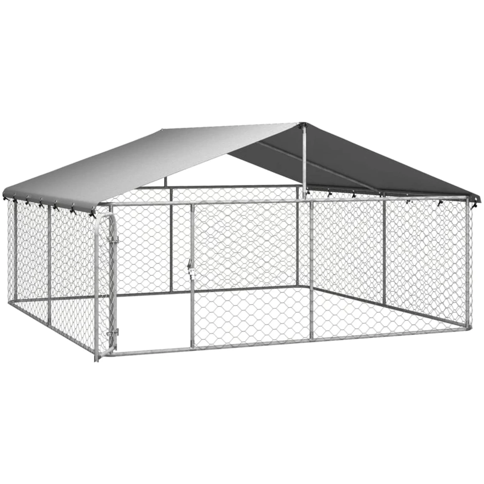 Gecheer Gabbia per Cani da Esterno 300x300x150 cm, Gabbia in Acciaio, Recinto per Cani