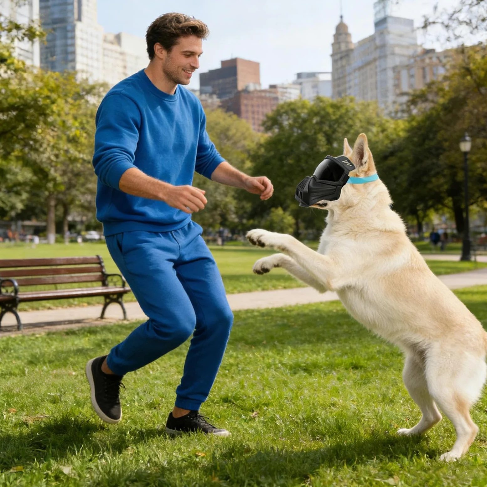 Occhiali Protettivi per Cani Occhiali Antiappannamento con Parabocca | Occhiali da Sole Regolabili Antivento e Protezione UV Per Taglia Media E Grande Con Copertura Completa Del Viso Per