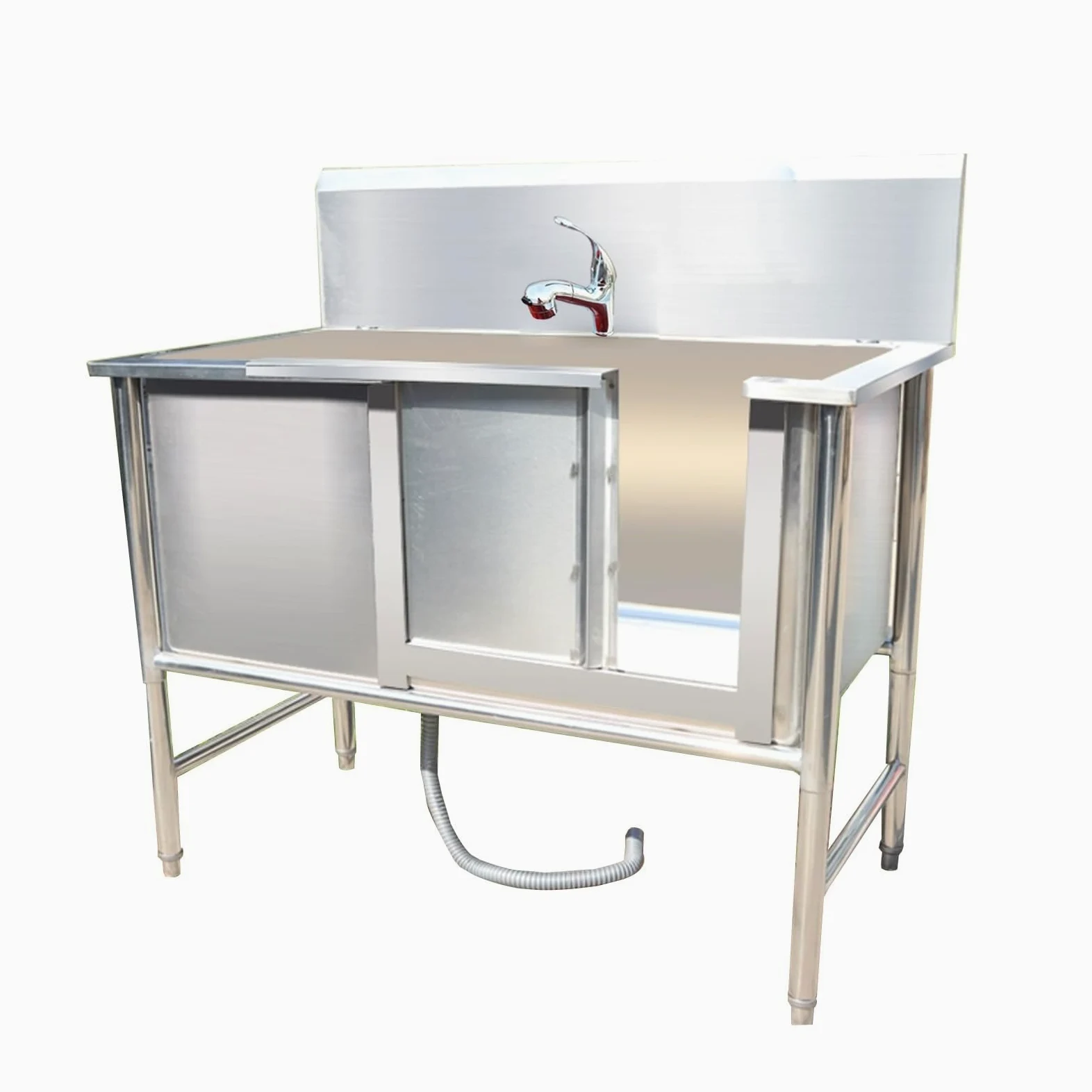 Vasca da bagno per cani in acciaio inox, lavabo, con rubinetto, per cani di taglia grande e media, ideale per lavare e toelettare facilmente i cani a casa