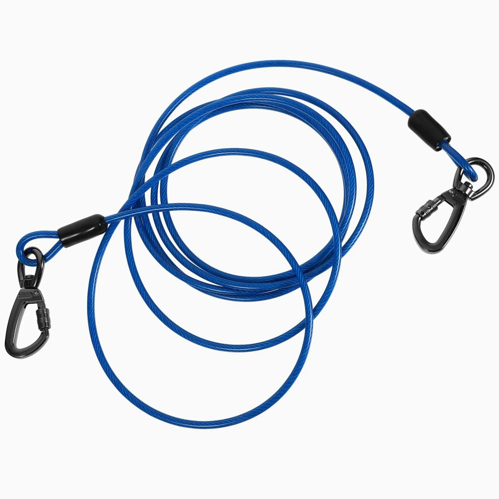 Guinzaglio Addestramento Cane Corda in Filo D'acciaio Blu | Doppio Aggancio in Lega di Zinco, Rivestimento Pvc, Leggero e Delicato sulla Pelle