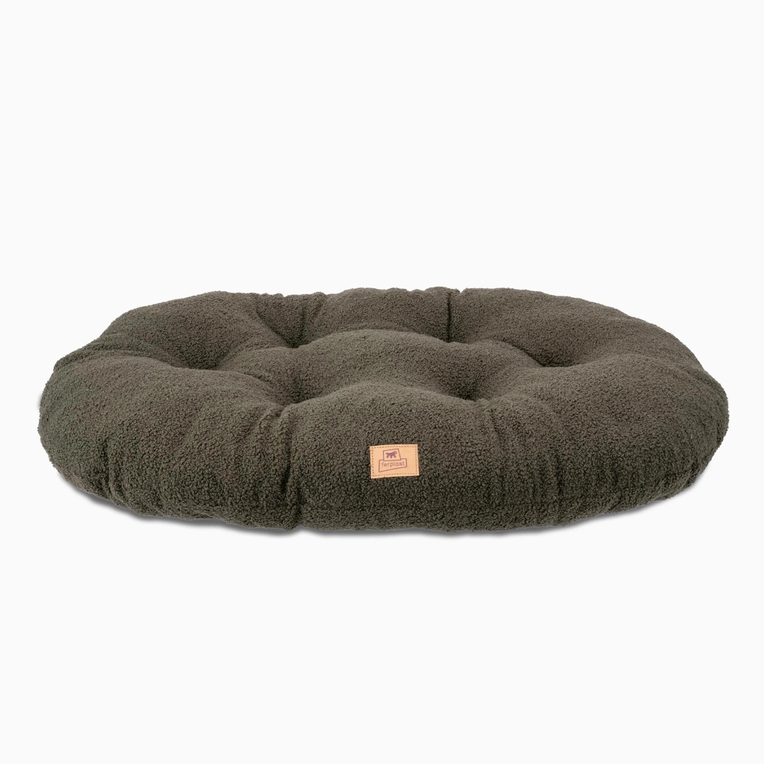 Ferplast Cuccia Cane Cuscino per Cani grandi, Cuccia Gatto, Tessuto Lavabile in Bouclé Sintetico, Imbottitura Soffice, 85 x 55 x h 5 cm. Verde