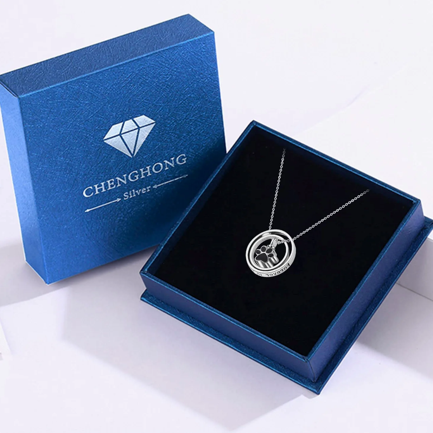 Collana con urna per ceneri in argento Sterling 925, con stampa di margherita/zampa di cane, ciondolo commemorativo per cremazione, gioiello per donne e amiche