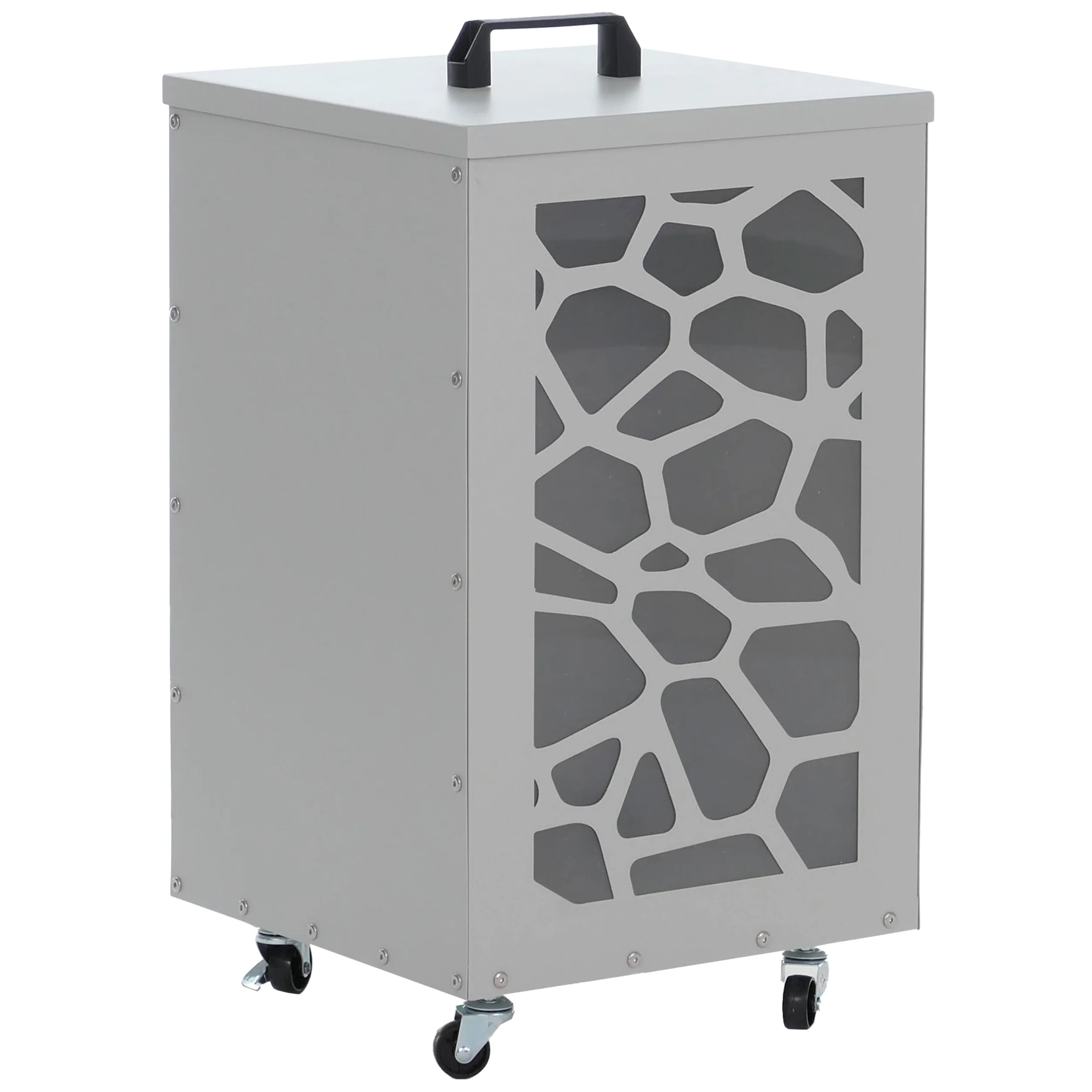 Mendler Contenitore per Pellet Nido Ape HWC-Q30 stoccaggio Pellet, con setaccio Filtro e rotelle 64x36x36cm - Bianco Grigio