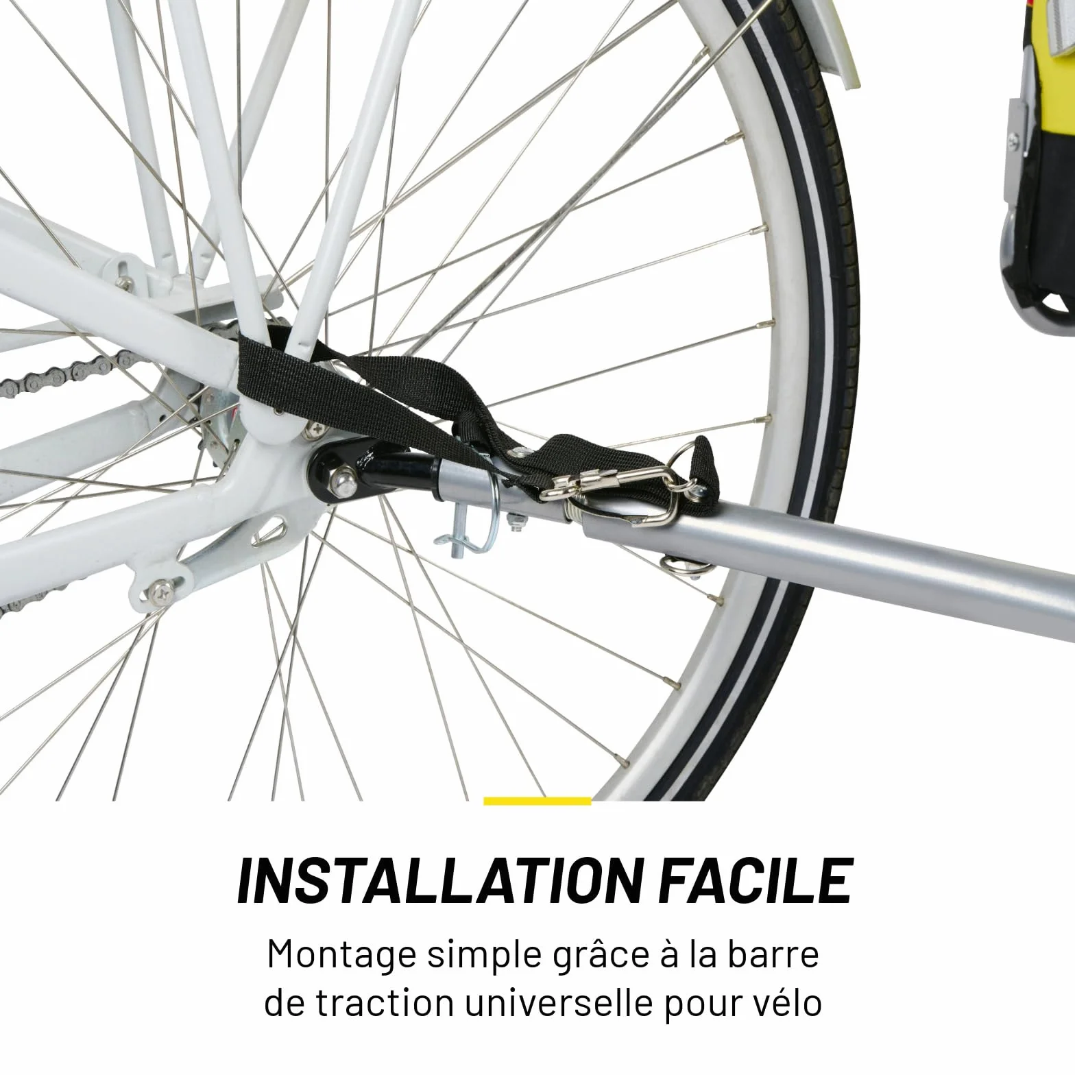 Dunlop Carrello per Bici Max. 40 KG - Rimorchio Bici Cani Pieghevole a Piatto - Facile da Montare - Rimorchio Bicicletta Copertura Antipioggia - Ruote Gonfiabili Rimovibili