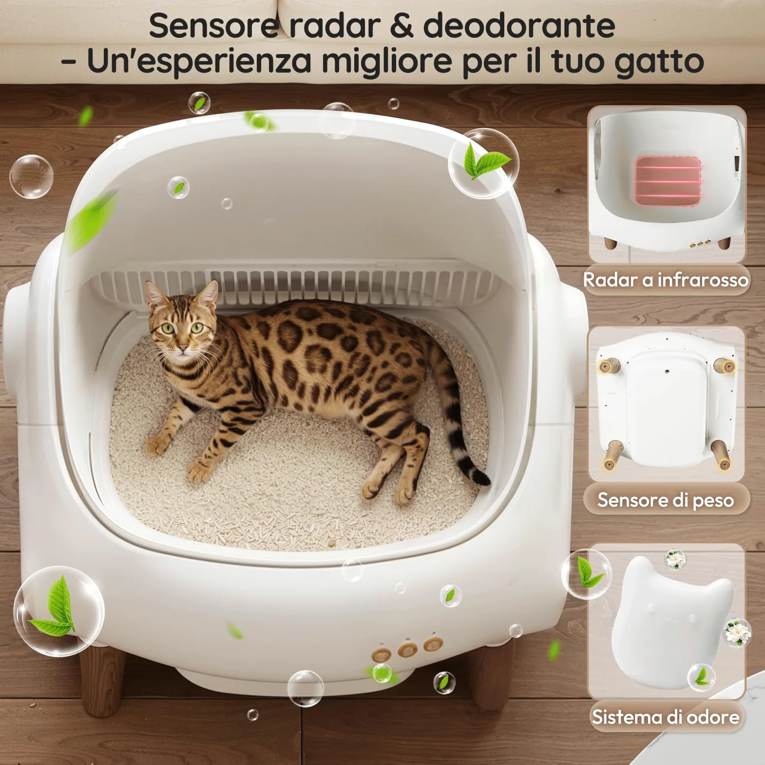 Devoko Lettiera Gatto Autopulente, Controllo tramite APP, Aperta Lettiera Automatica Gatto, XXL, per Gatti fino a 15 kg, Autopulizia per 15 Giorni, Adatta per Famiglie con Più Gatti