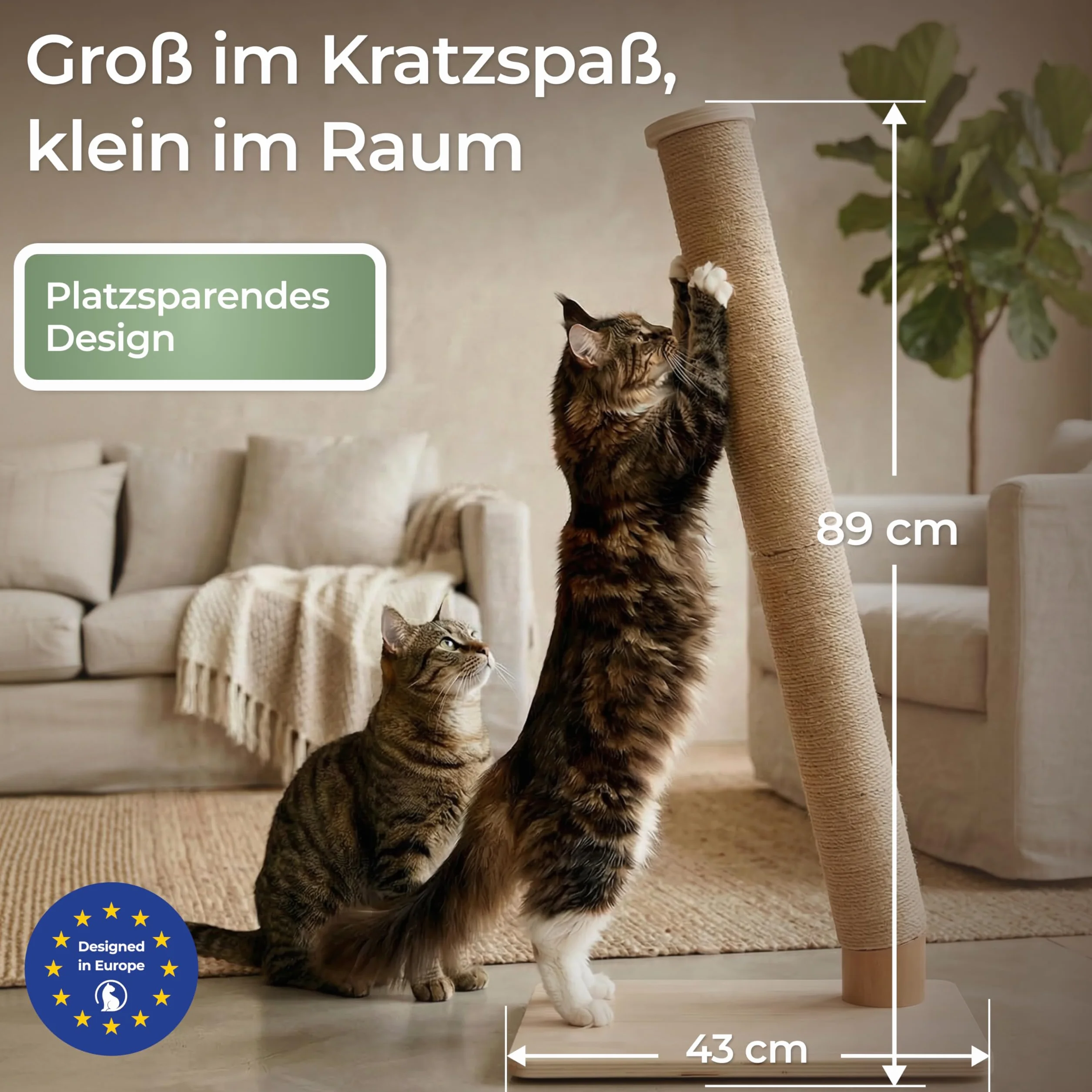 WOOWOOD Tiragraffi per gatti – Estremamente stabile – Tiragraffi XXL – Tiragraffi per gatti piccoli e grandi – Gatto Scratching Post, torre di gatto, tiragraffi per gatti in robusto sisal, 83 cm