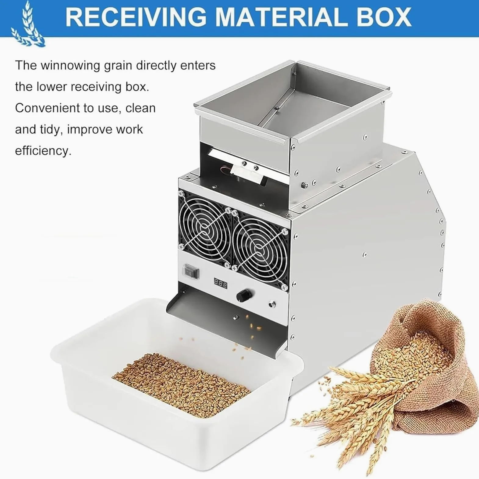 Macchina per la pulizia dei semi dell'uccello, separatore di velocità regolabile con scatola di ricezione materiale, elabora efficacemente miglio e cereali a 60-80 gatti/ora