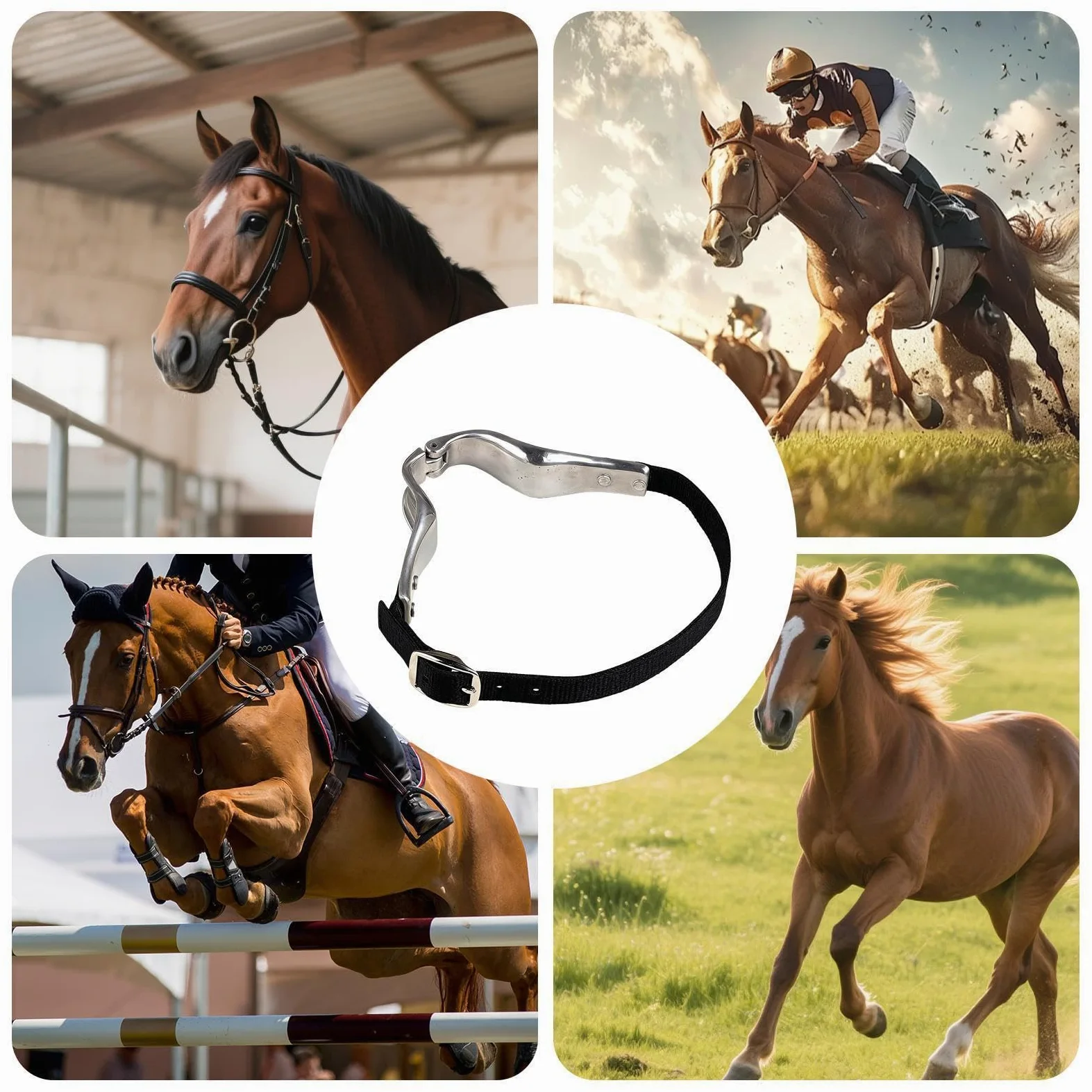 Collare per cavalli, dispositivo anti cribbing, clip di protezione per il collo, design comodo e sicuro, accessorio robusto e stabile per carrozze all'aperto, lavabiancheria da fienile pascolo
