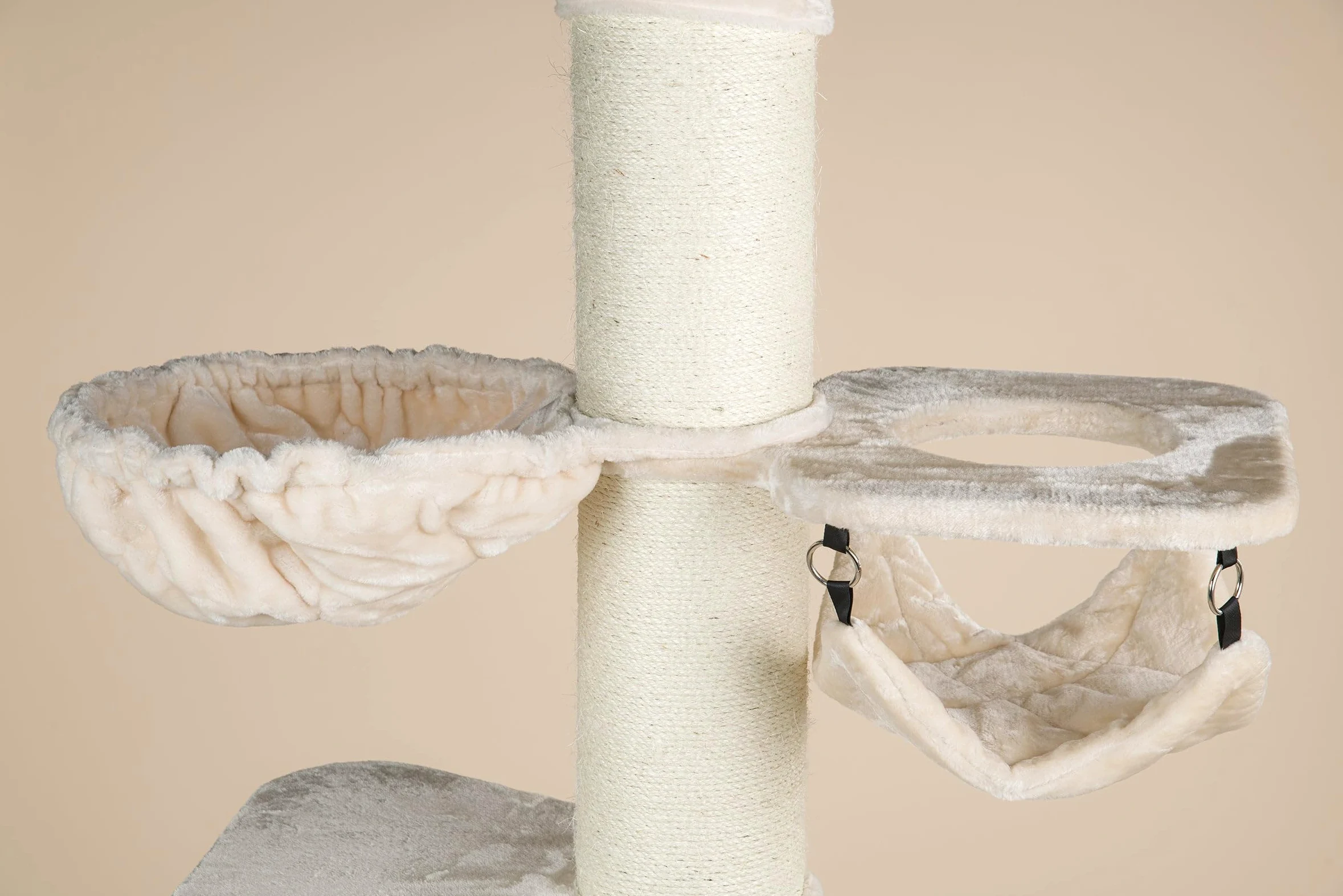 RHRQuality Krabpaal voor grote katten - Maine Coon Tower Crown – 240 tot 260 cm Hoog – Met Extra Dikke 20 cm Sisalpalen – Crème