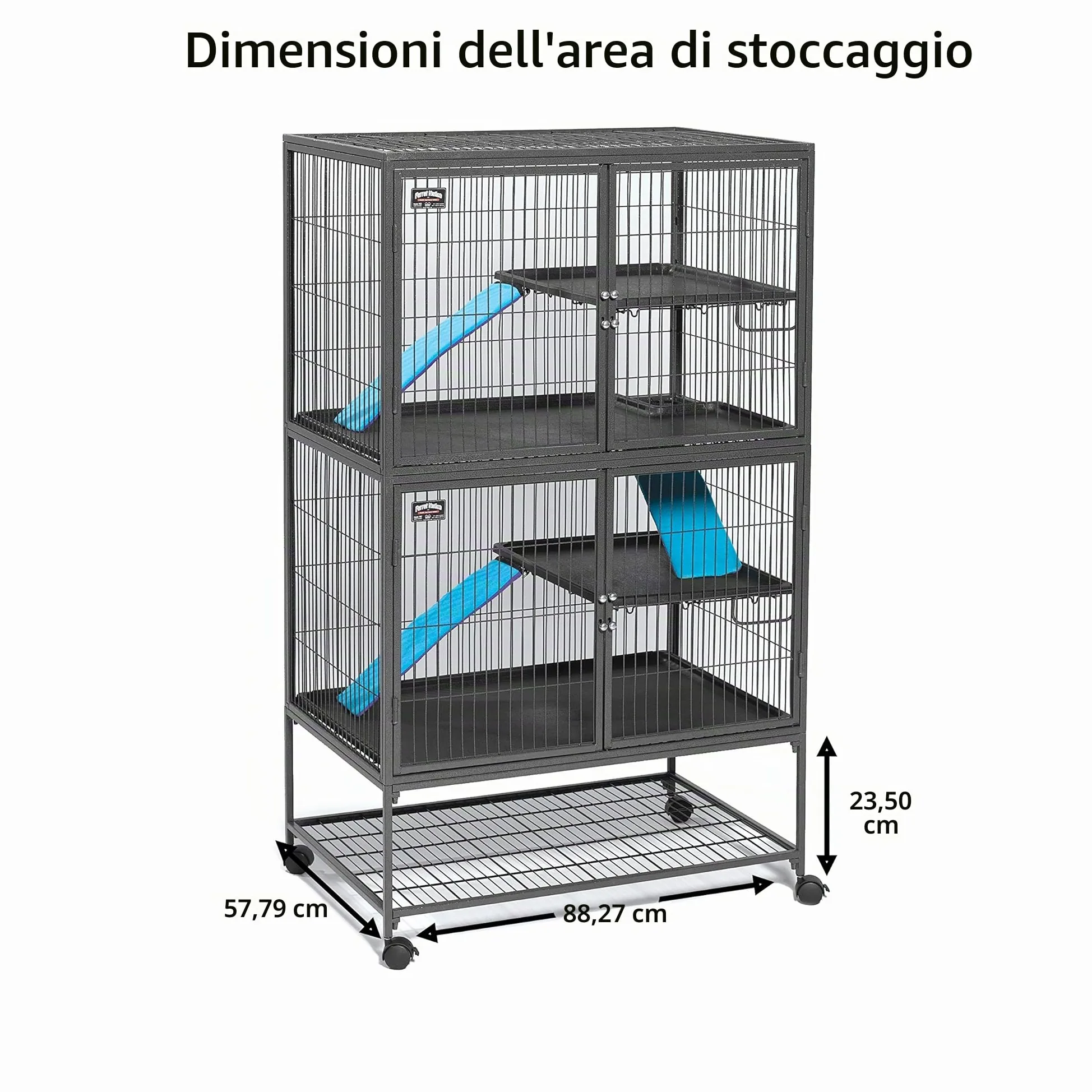 MidWest Homes for Pets Ferret Nation, gabbia doppia per piccoli animali, 4 ripiani, include padelle, mensole, rampe e coperture, per furetti e piccoli animali