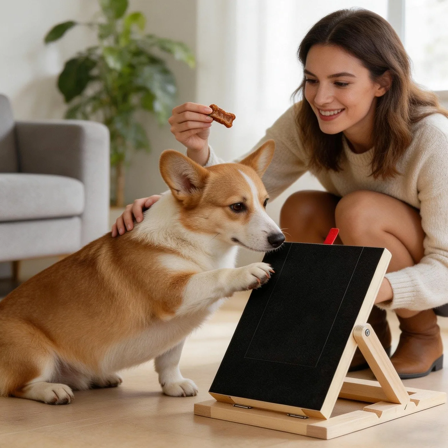 Tagliaunghie per cani, in legno, con cassetto per snack, per cuccioli di taglia piccola, media e grande, arricchimento per casa e appartamento