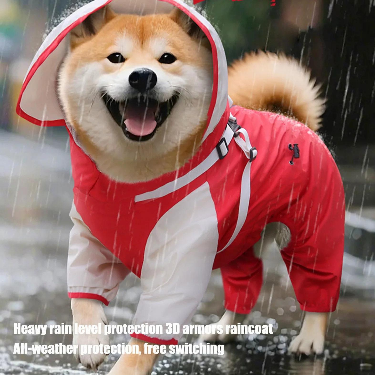 Impermeabile per Cane Grosso Cappuccio Rimovibile e Regolabile | Antipioggia per Cani Grandi Per Passeggiate Invernali all'Aperto, Addestramento, Campeggio sotto la Pioggia