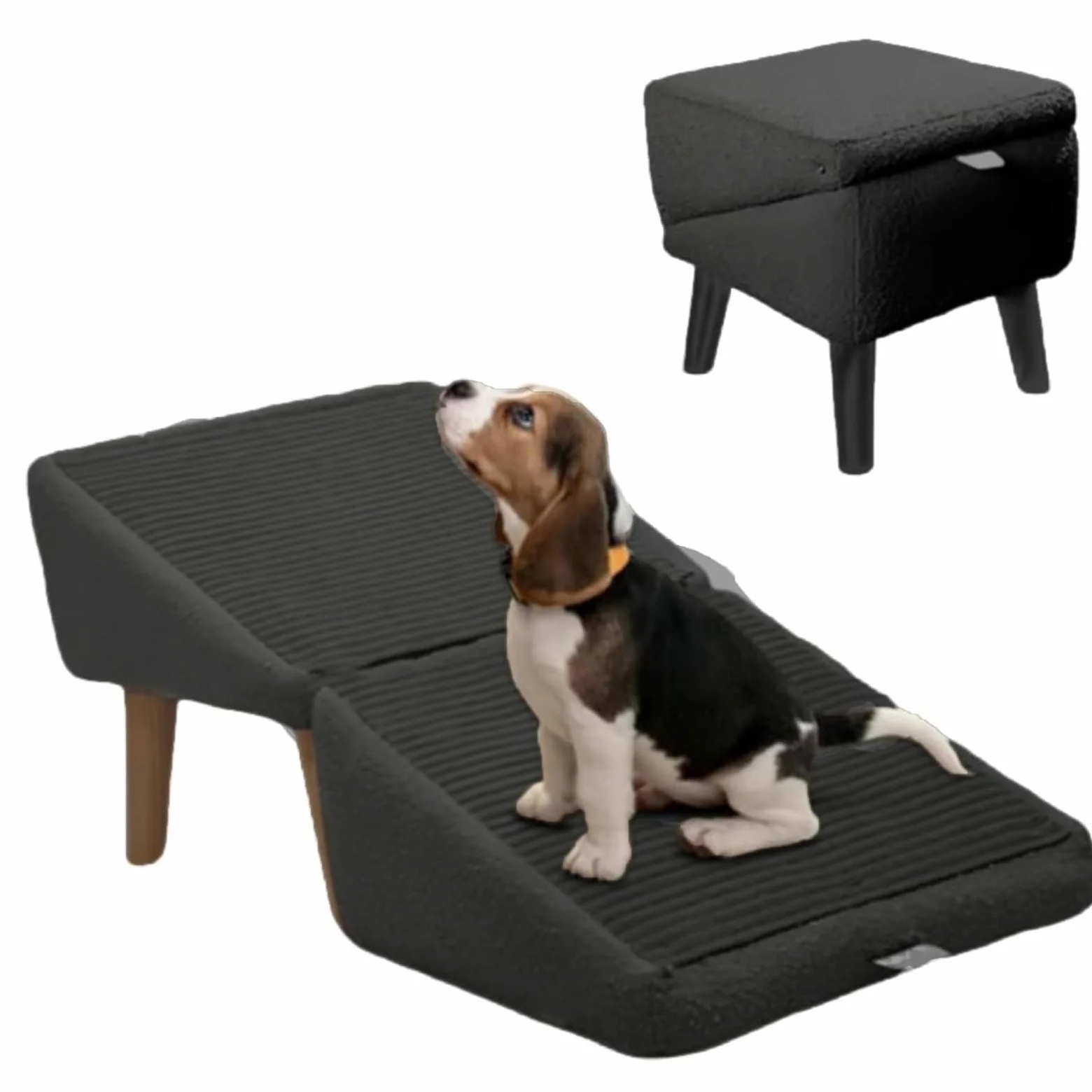 Generico Rampa Antiscivolo per Cani, Divano Letto Pieghevole per Auto, Scale per Cani di Piccola Taglia, Scale per Animali Domestici Leggere, per Letto a Soppalco E Divano,Nero