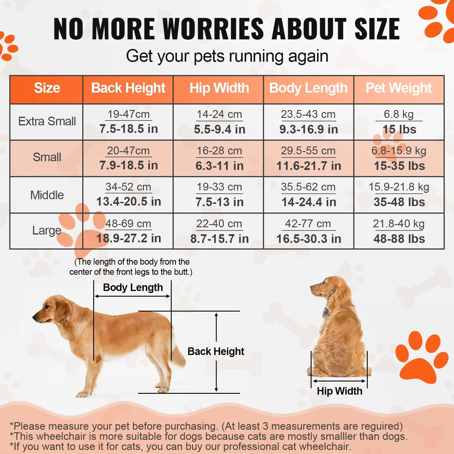 VEVOR Carrozzina per Cani a 2 Ruote per Gambe Posteriori, Carrozzina per Cani Leggera Regolabile Aiutare nella Guarigione, Carrello per Cani/Sedia a Rotelle per Feriti, Disabili, Paralisi, Misura S