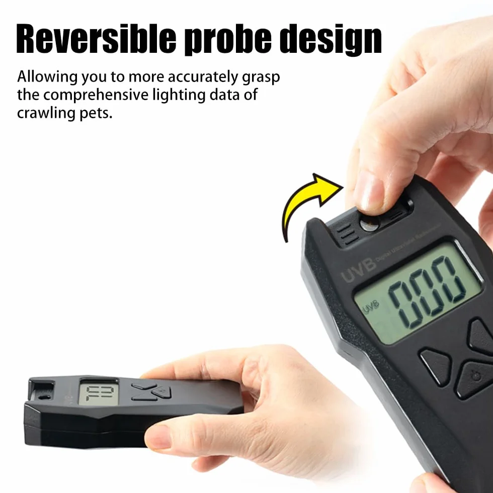 DONGKER Indice UVB con sonda reversibile, radiometro digitale portatile con funzione di registrazione dei dati, per test ambientali sui rettili