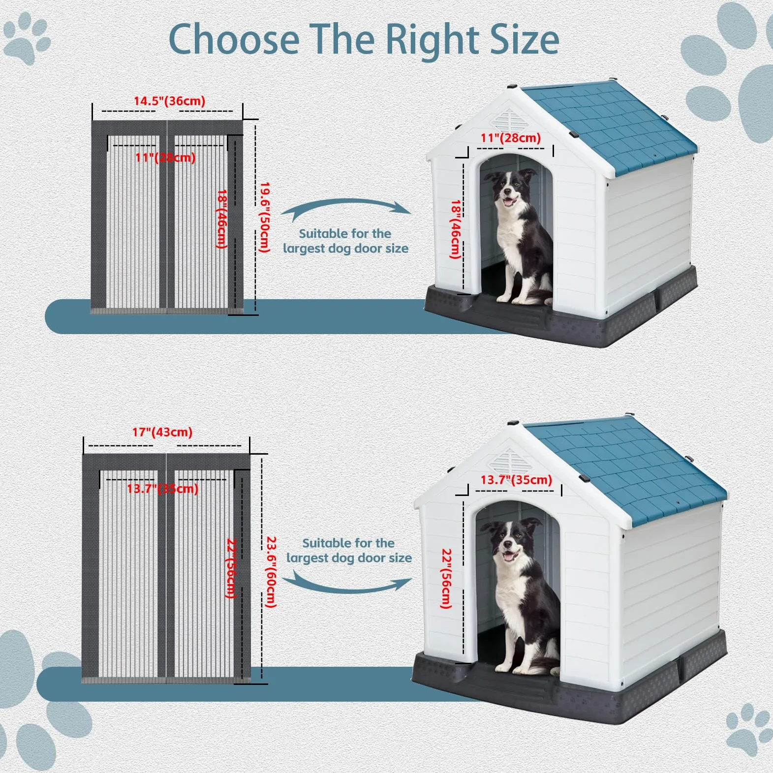 Copertura per cuccia per cani a prova di zanzare con schermo magnetico, tenda in rete resistente, ventilata e lavabile, zanzariera per cucce per cani (60 x 43 cm)