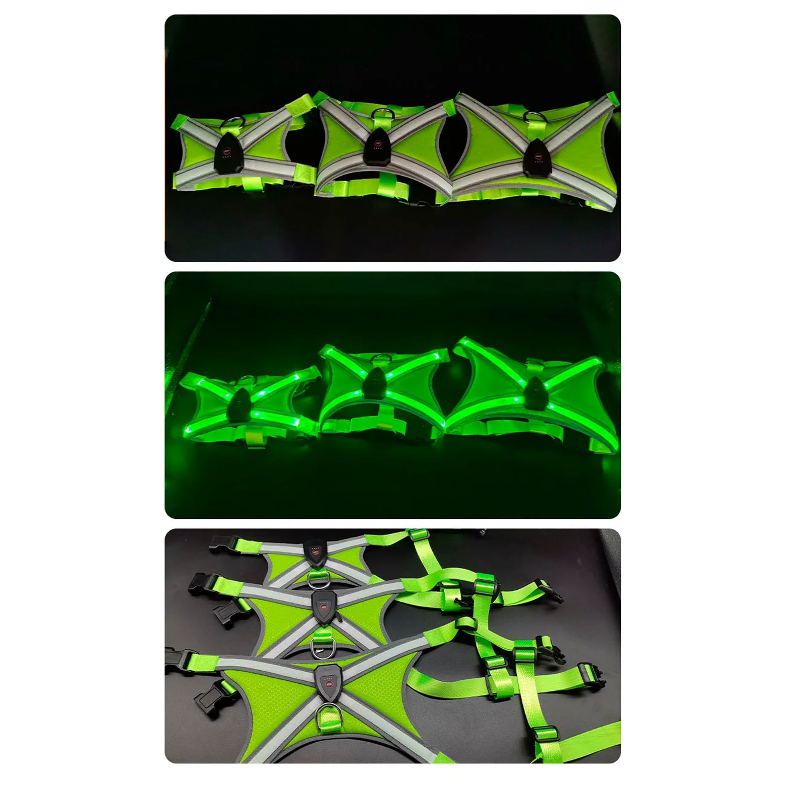 Imbracatura da addestramento per cani regolabile ricaricabile tramite USB con luce a LED per passeggiate, nuoto, escursionismo
