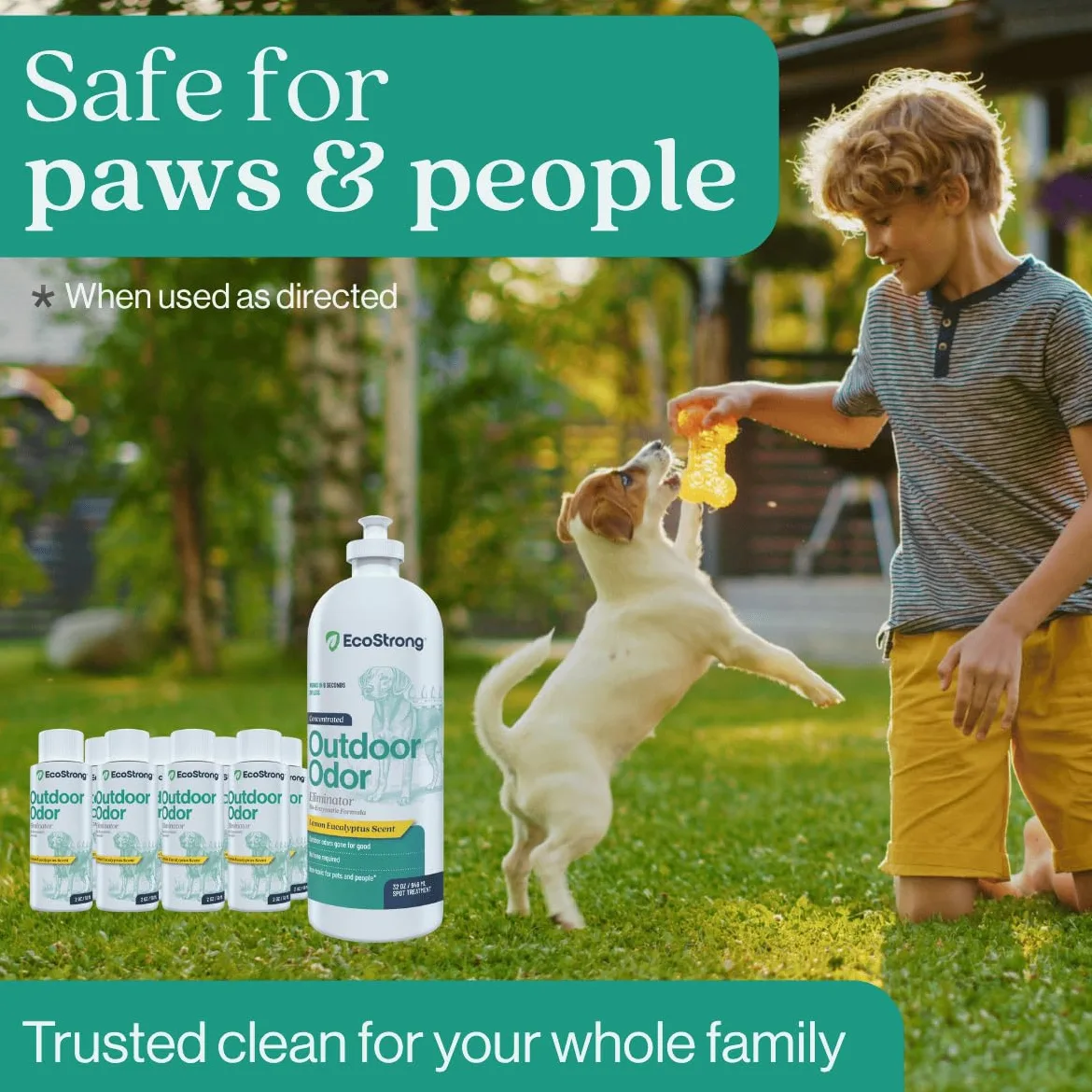 Eliminatore di odori per esterni, detergente enzimatico per l'urina del cane, potente deodorante per animali domestici, gatti, animali, forza professionale per cortile, tappeto erboso, canili, patii,
