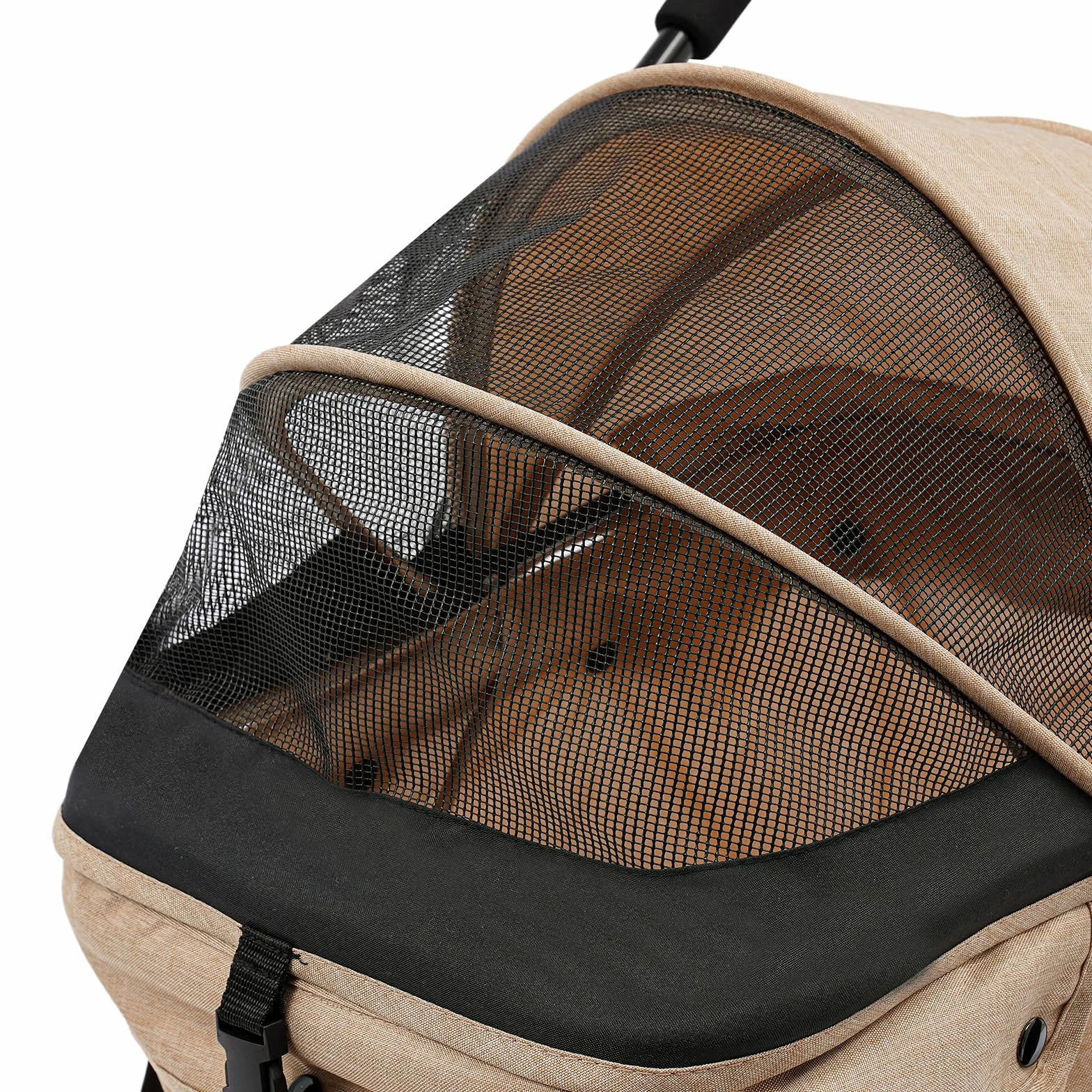 Passeggino doppio per cani pieghevole a 2 piani per cani e gatti fino a 20 kg, passeggino portatile per animali domestici con finestre a rete (kaki)