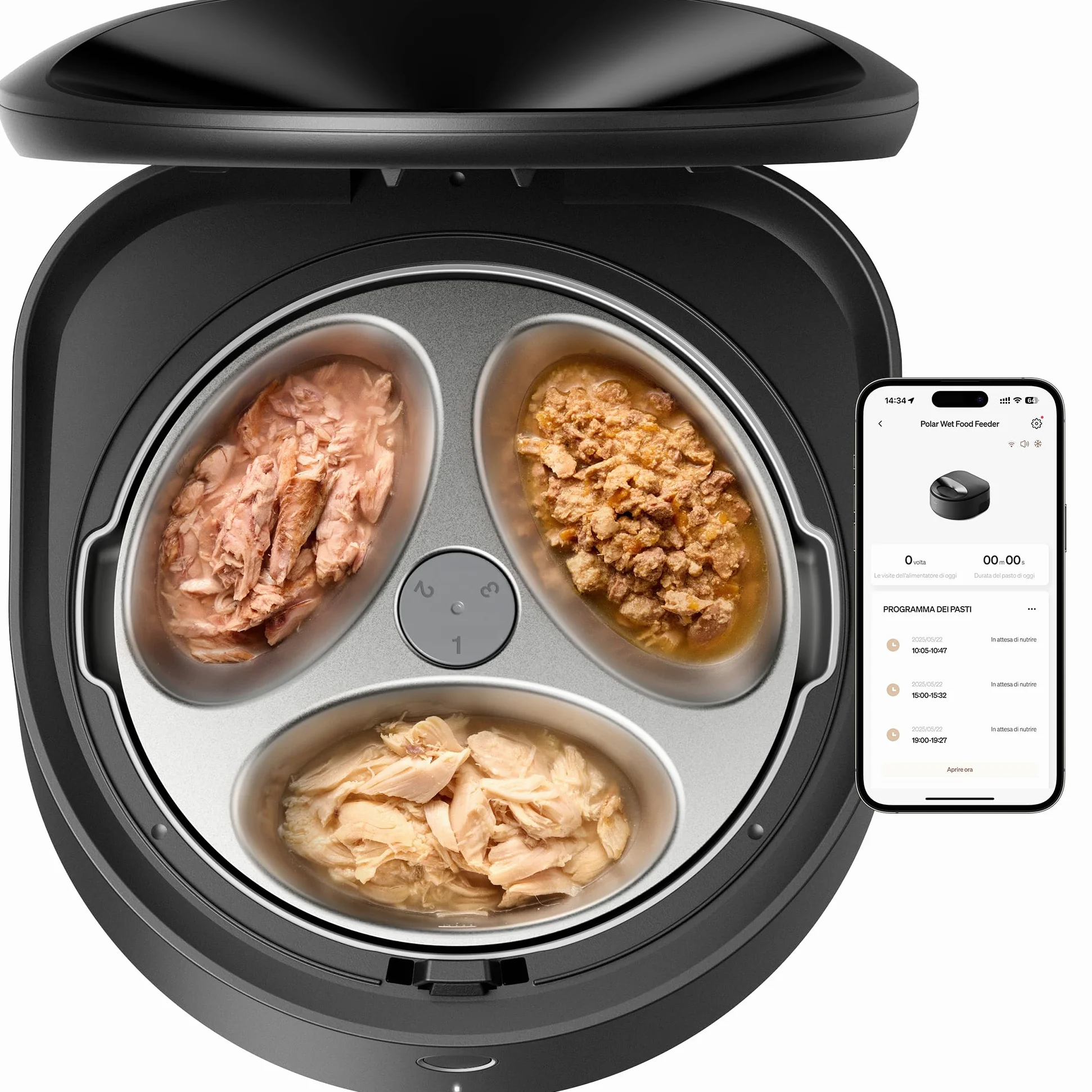 PETLIBRO Mangiatoia automatica per gatti con ciotola in acciaio inox lavabile in lavastoviglie, macchina per cibo umido con raffreddamento a semiconduttore, 2,4 GHz Wi-Fi Smart App, 3 giorni di vera