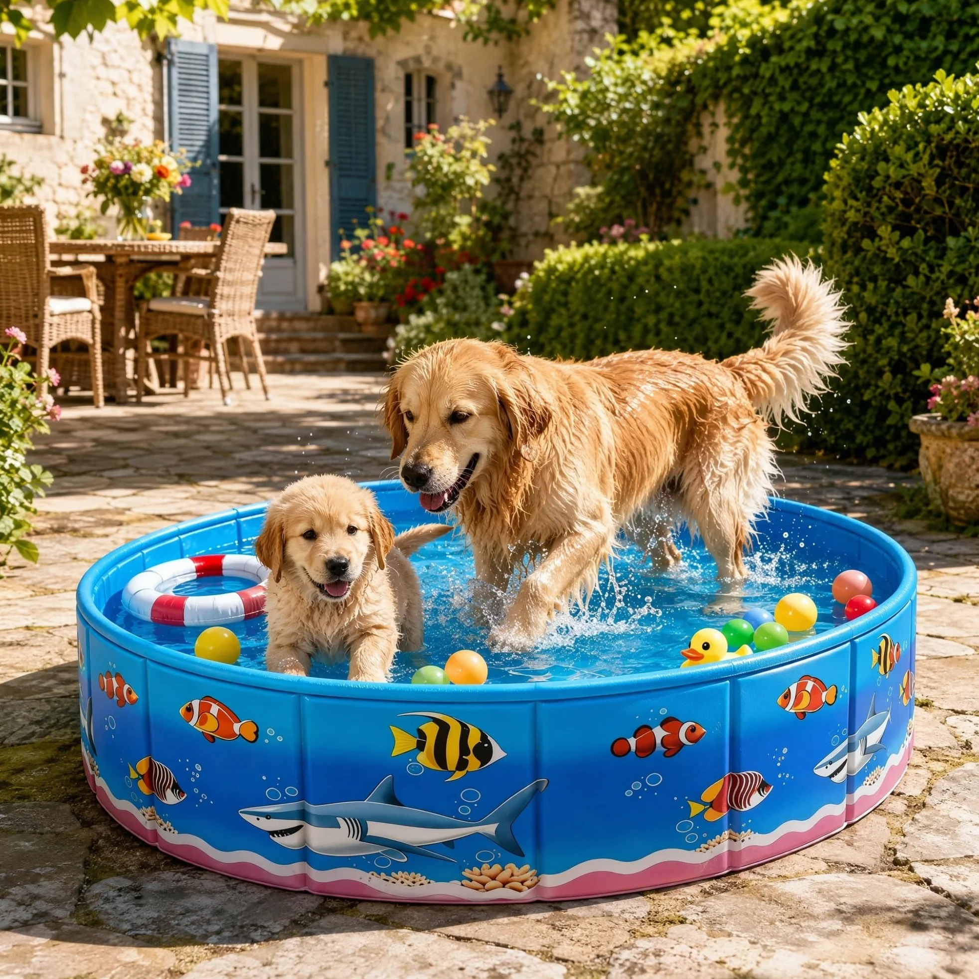 Piscina Pieghevole per Cani, Piscina Rigida Non Gonfiabile in PVC con Pannelli Rinforzati, Vasca da Bagno Portatile per Cani Piccoli Medi e Grandi, per Giardino, Campeggio e Terrazza, 90cm/120cm