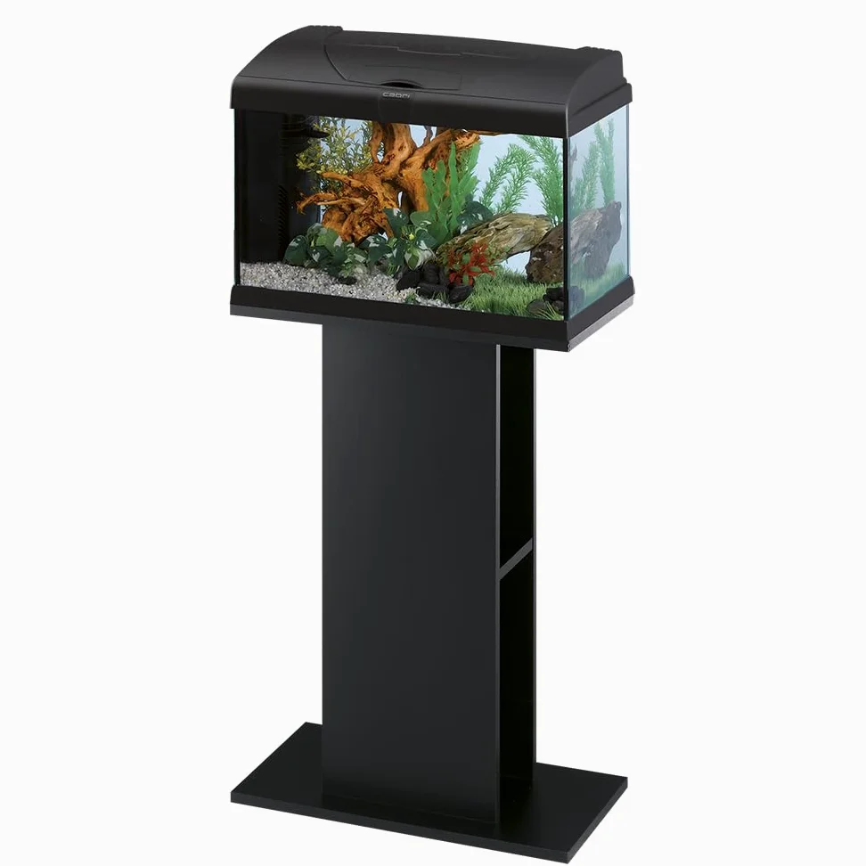 Hydor Acquario 40 Litri in Vetro per Pesci Tropicali o d'Acqua Dolce, Include: Lampada LED, Filtro Interno a 2 stadi per acqua cristallina, Riscaldatore, 52 x 27 x h 36 cm. Nero