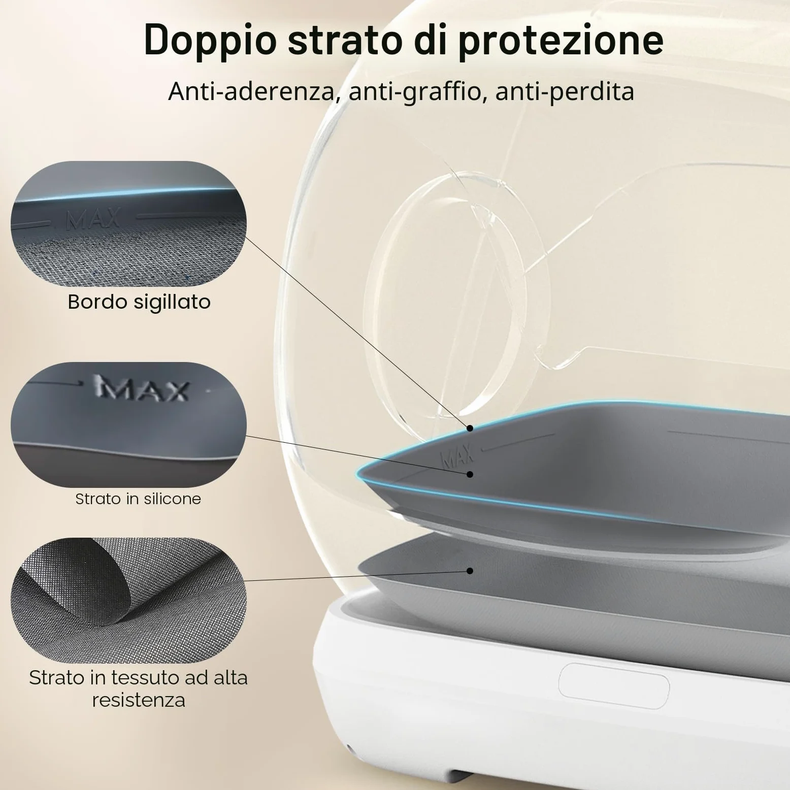 UBPET XXXL Lettiera Gatto Autopulente, 106L-Lettiera Autopulente per Gatti con Controllo App, Deodorizzatore, Grande Capacità, Lettiera Automatica per Più Gatti