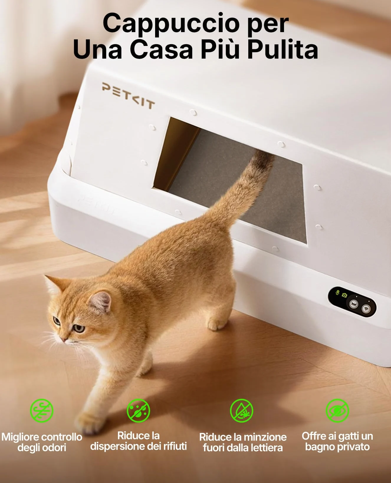 PETKIT PUROBOT Crystal Duo Lettiera Gatto Autopulente con Cappuccio Chiuso, Telecamera AI, Monitoraggio Intelligente della Salute, Pulizia Bidirezionale, Eliminazione degli Odori