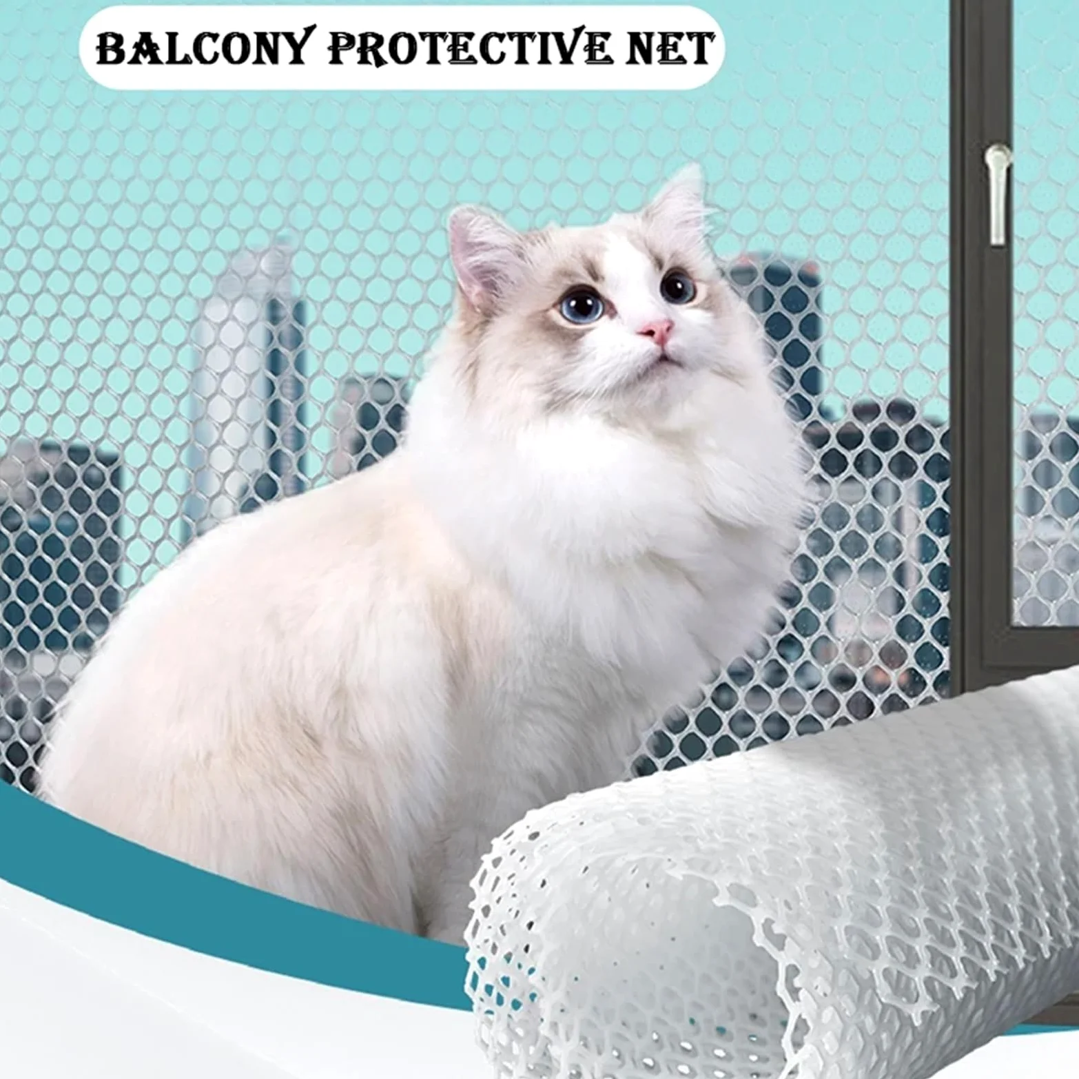 Rete di sicurezza per gatti da balcone, 1 m, rete anti-caduta per giardino, finestra e irs, rete di protezione per bambini, spessore 5 mm, 1 x 4 m, bianca e sicura