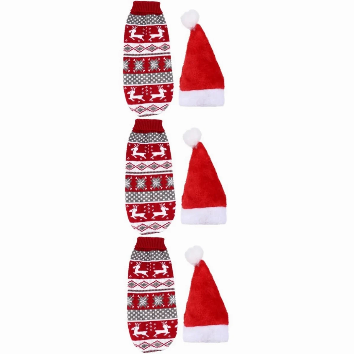 BESPORTBLE 3 Set Adorabile Maglione Per Animali Domestici Costume Di Natale Per Cani Maglione Renna Con Cappello Abbigliamento Per Animali Domestici 2 Pezzi * 3