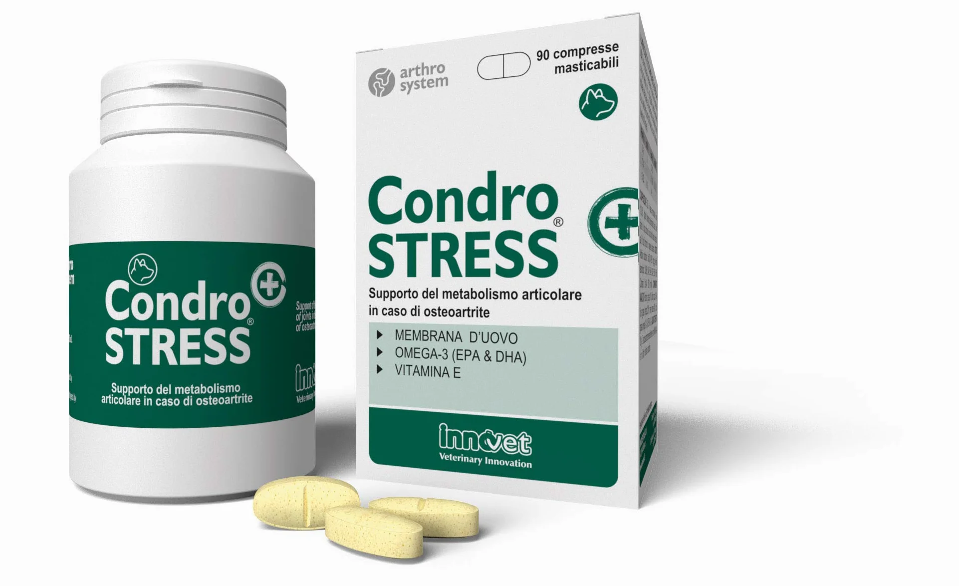 Innovet Condostress (+), Supporto del metabolismo in caso di osteoartrite per cani - Confezione da 180 compresse