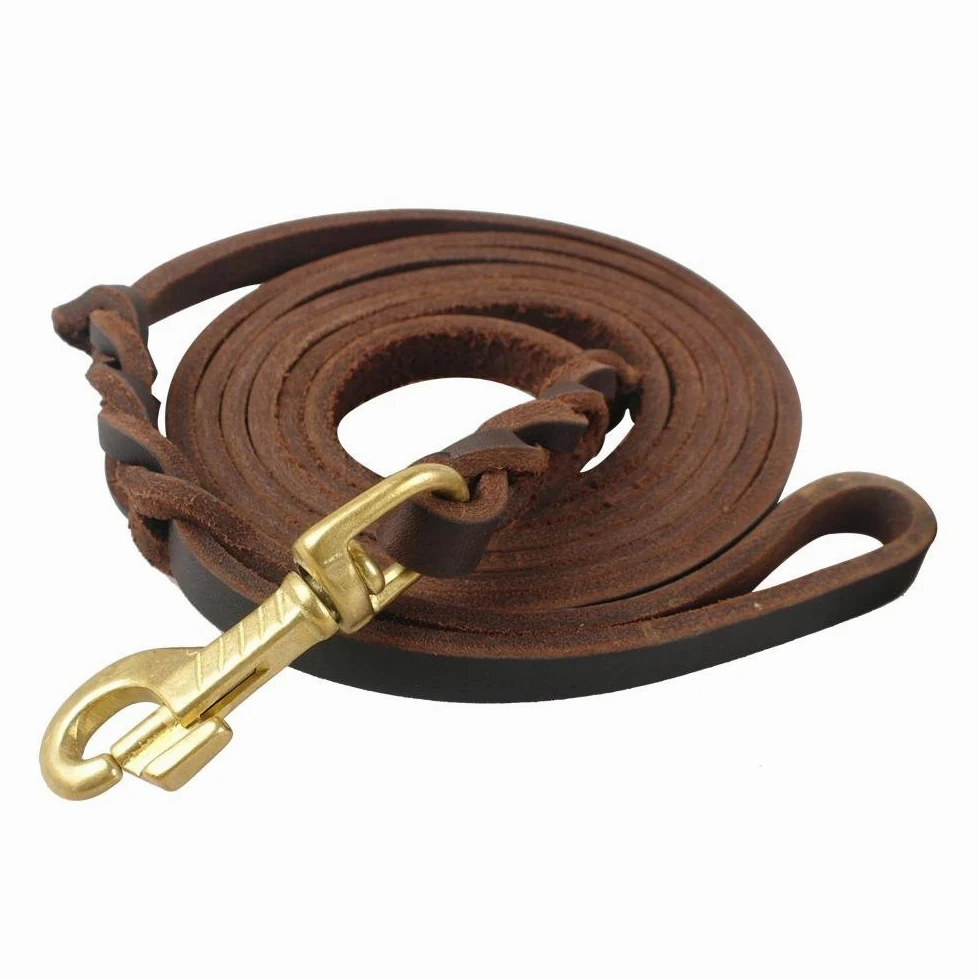 Guinzaglio per cani in pelle Guinzaglio per cani Guinzagli lunghi intrecciati Pet Walking Training Guinzagli per cani di taglia media 1 Pz Marrone 265 CM