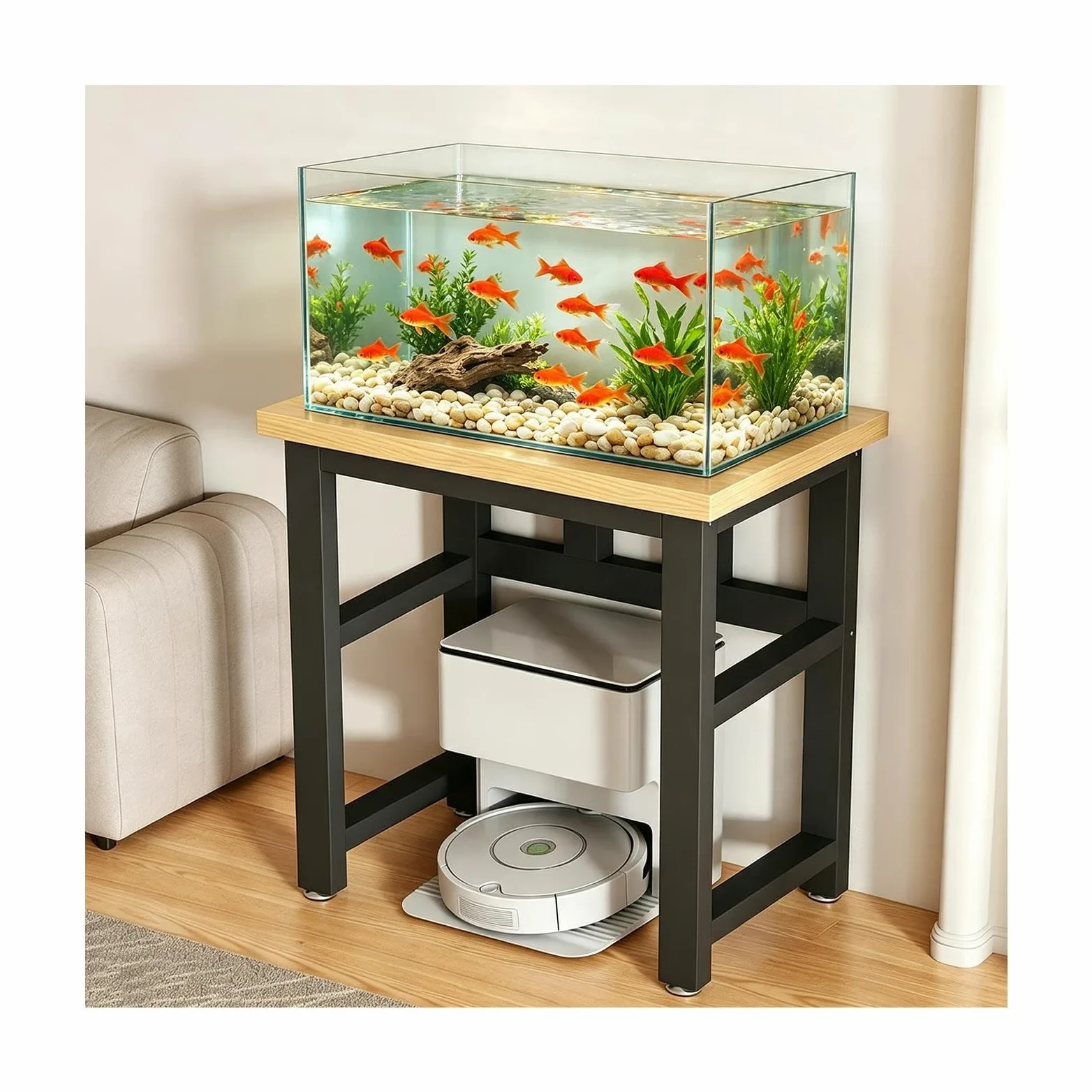Mobile per Acquario, Acquario con Mobile Completo, Solido Sostegno | Pannelli Ispessiti, Piano d'Appoggio Multilivello, Elevata Capacità di Carico(1,70x30x75cm/27.6x11.8x29.5in)