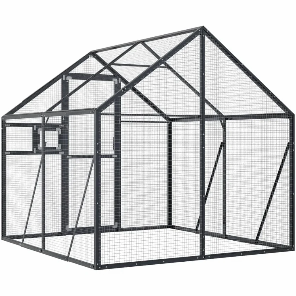 Rantry Voliera Antracite 1,79x2x1,85 m in Alluminio, Gabbia Uccellini, Voliera, Gabbia Canarini, Cocorite