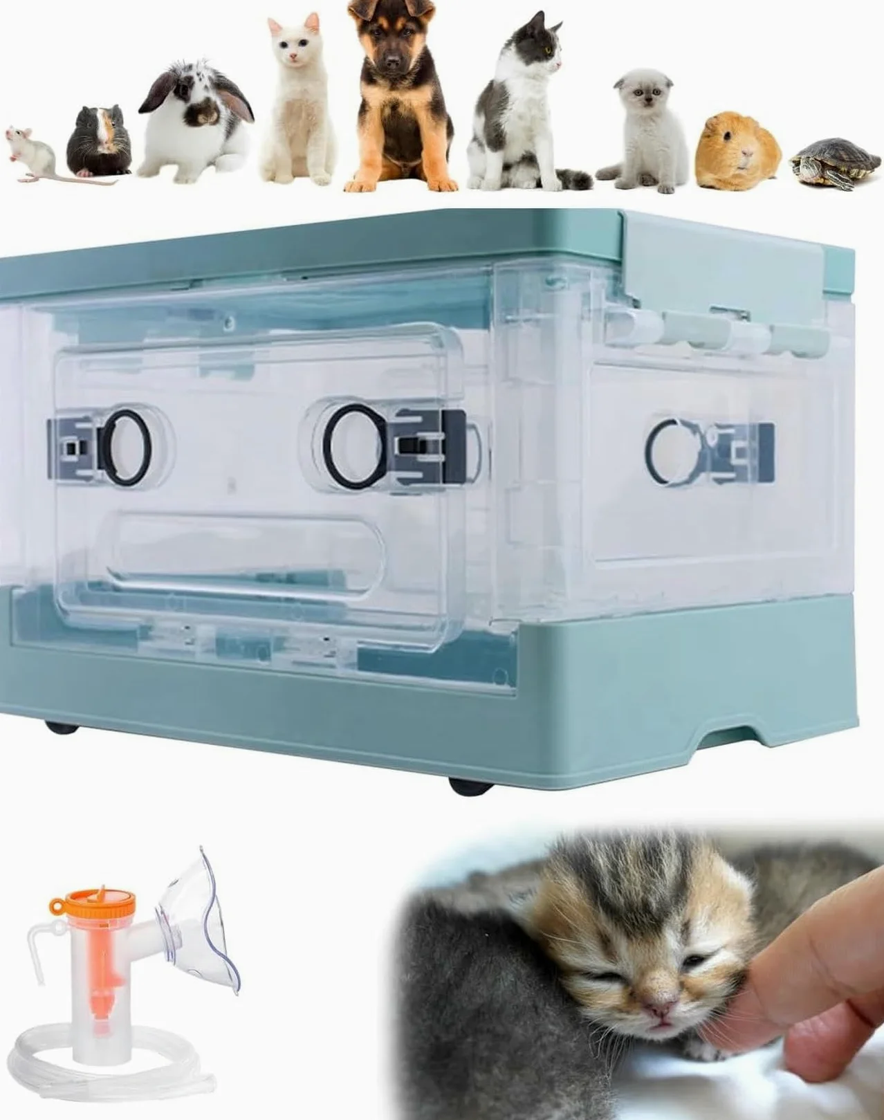 Camera portatile di ossigenoterapia per animali domestici, uso domestico e veterinario