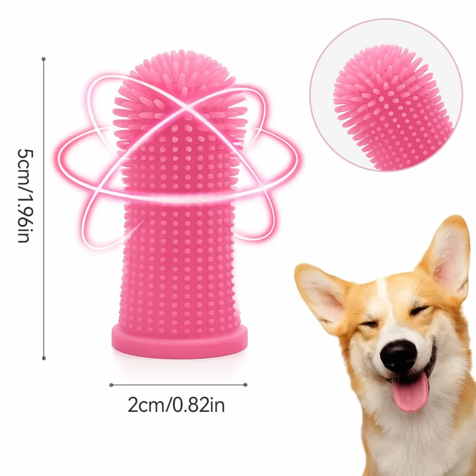 Aujzoo Set di spazzolini da denti per cani (6 confezioni), spazzolino da denti per animali domestici a 360º per la pulizia dei denti di cani e gatti, spazzolino da denti in silicone