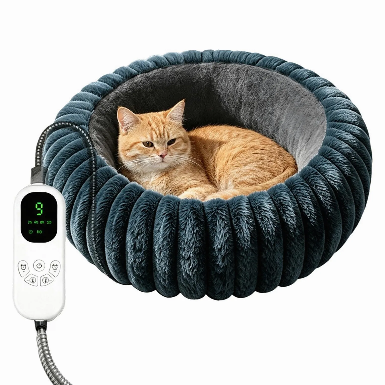 Cuscino riscaldante per gatti, 9 livelli, rotondo, morbido, caldo, regolabile | Cuscino termico per gatti, per casa, interni ed esterni, soggiorno, camera da letto, ufficio, pavimento, mobili, viaggi,