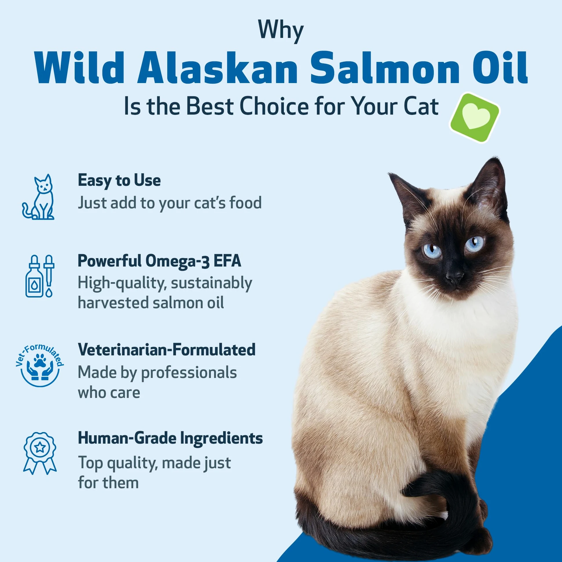 Pet Wellbeing Olio di salmone selvatico dell'Alaska per gatti, olio di pesce omega-3 catturato in natura, lavorato a freddo, per pelo e pelle sani, mobilità e forza articolari, EPA, DHA, 236 ml