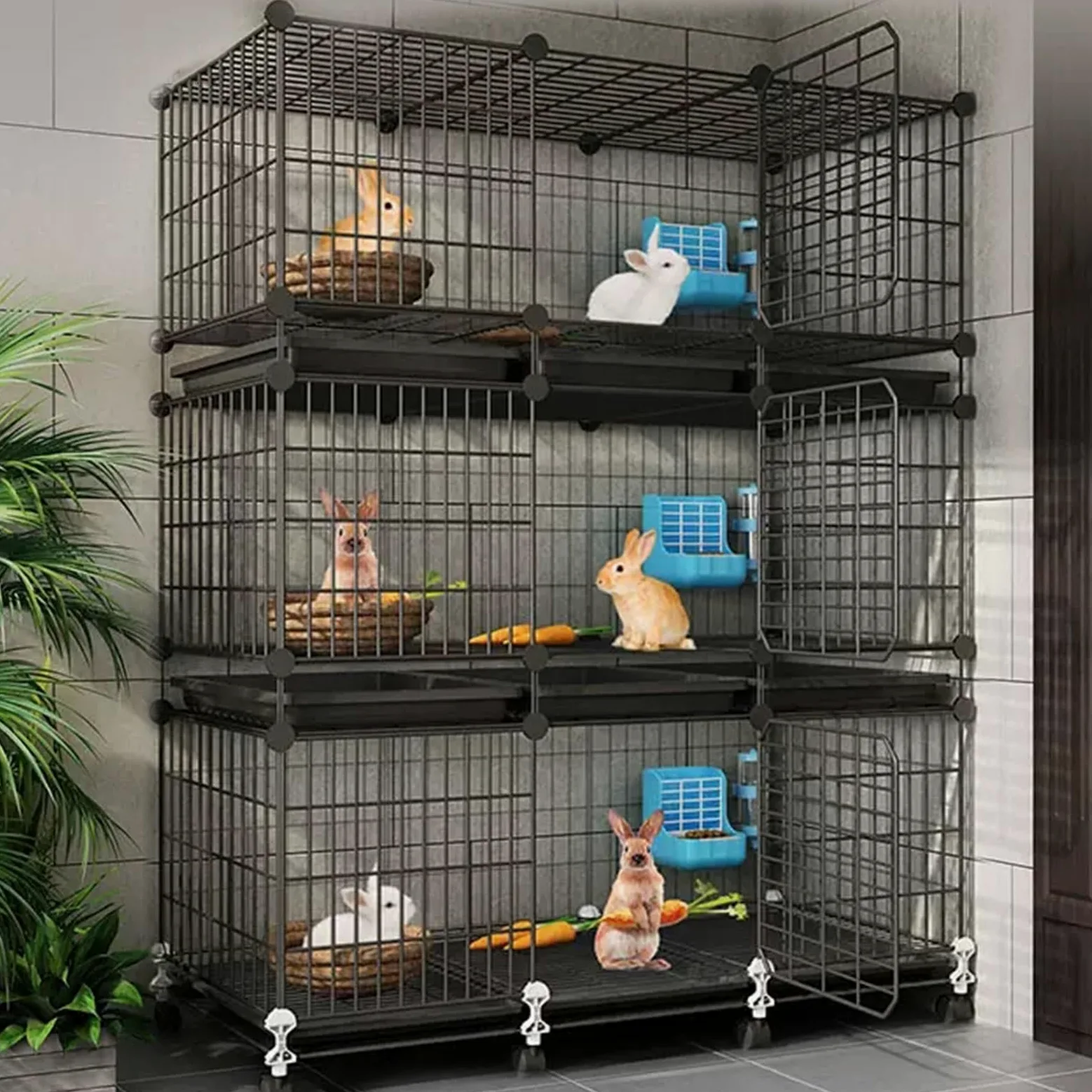 Grande gabbia per gatti da interno staccabile, Recinto for animali domestici, gabbie for piccoli animali, gabbia for conigli e porcellini d'India, appartamento in filo metallico, villa premium for ani