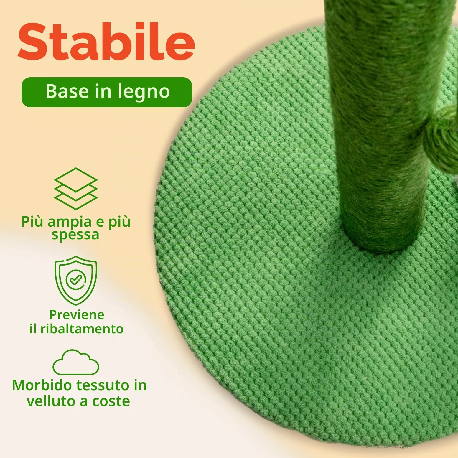 Mora Pets Tiragraffi per Gatti Cactus 83 cm Colonne Tiragraffi Albero per Gatti Adulti Palo in Naturali Sisal