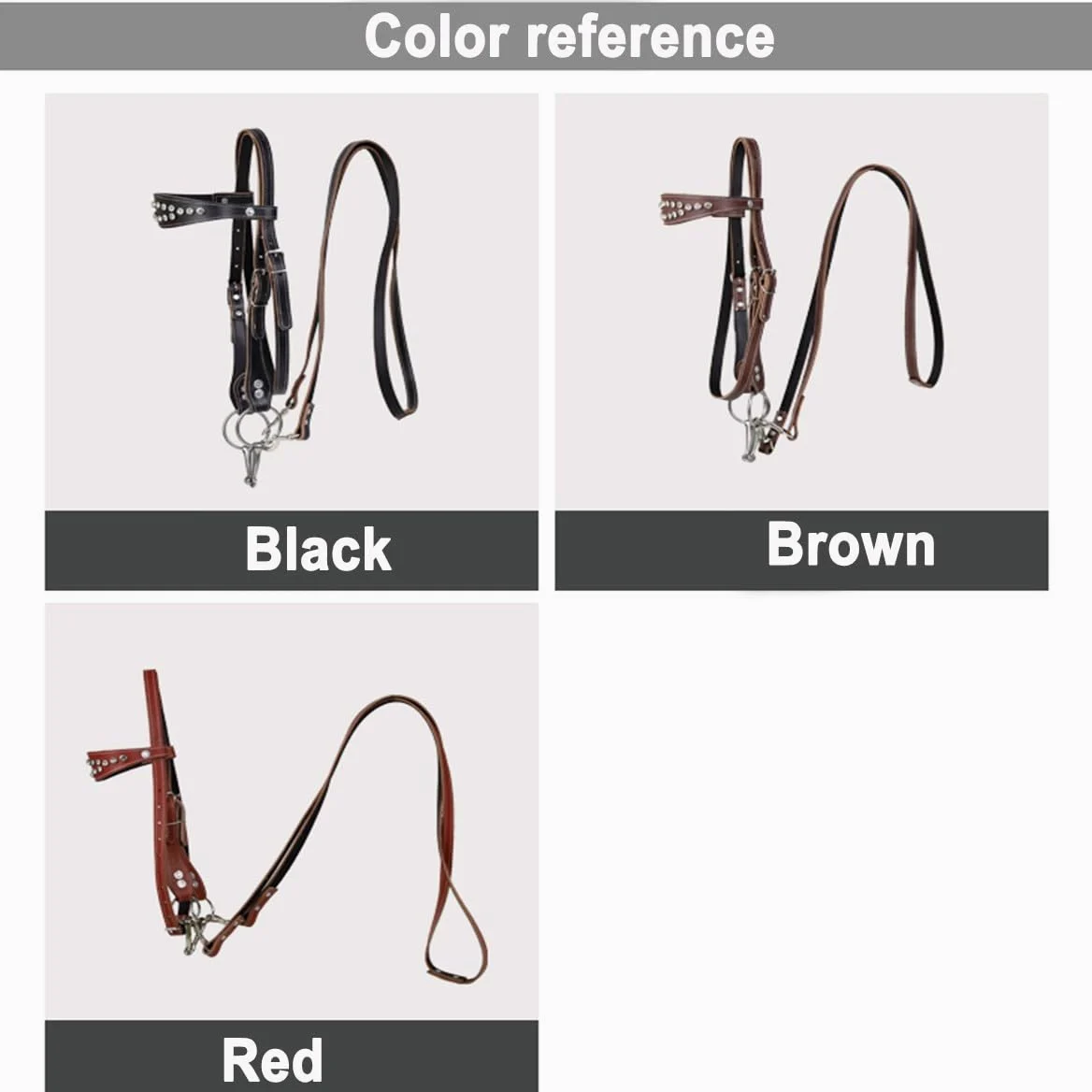 Briglia per cavalli Western in pelle di vacchetta - Testiera per cavalli Western - Attrezzatura equestre - Briglia Hobby(black,M)