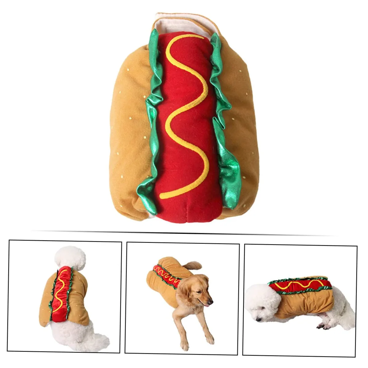 INOOMP Indumento Xxl Per Cani E Gatti Abbigliamento Natalizio Costume Da Hot Dog Per Feste Di Halloween