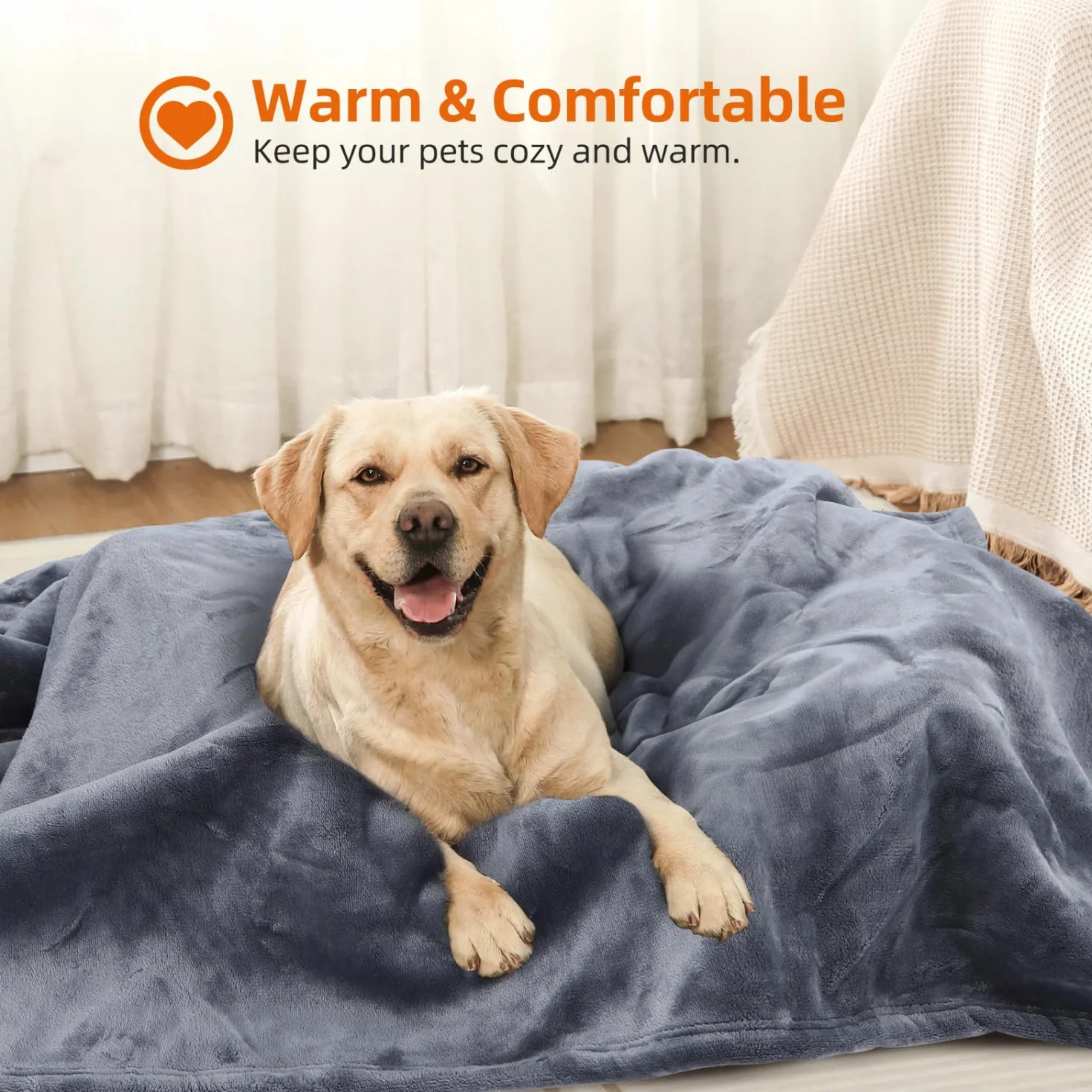 Nobleza Coperta Impermeabile per Cani, XXL 203 x 152cm Coperta Morbida e Soffice per Cane, Lavatrice, Reversibile Protettore per Divano, Grigio