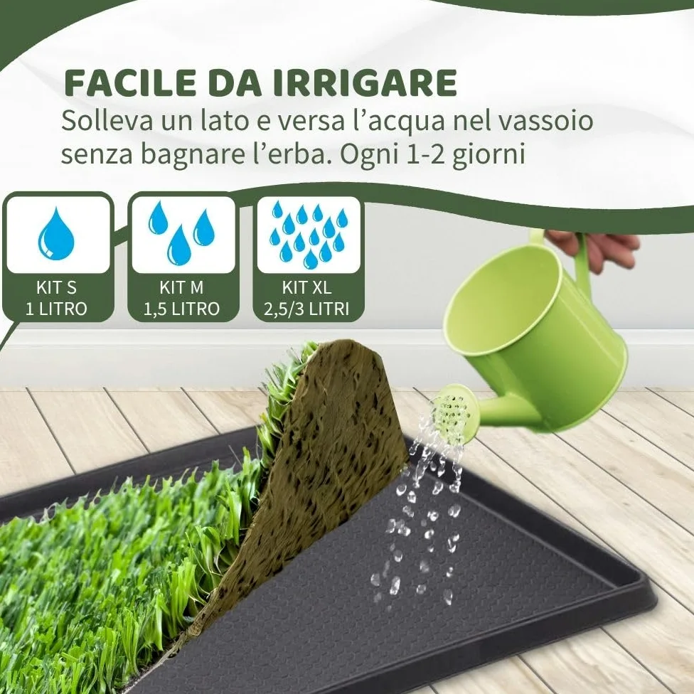 Kit XL cane PetZolla - Lettiera per cani in Vera Erba con Vassoio Riutilizzabile 100X90 cm, Traversine cane 100% Naturali e Atossiche, Toilette per cani in vero prato dura fino a 4 Settimane