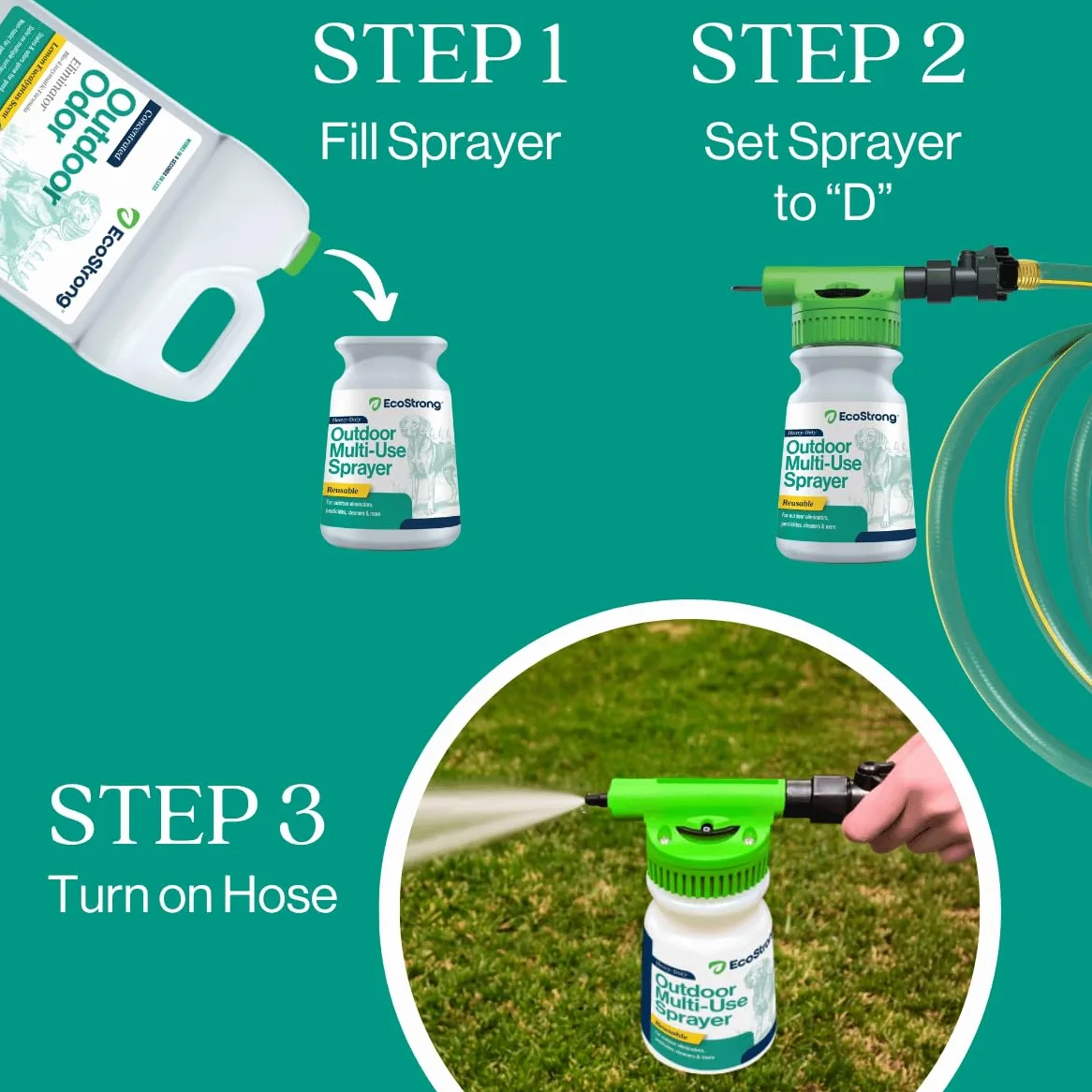 Eco Strong Eliminatore di odori per esterni, detergente enzimatico per l'urina del cane, potente deodorante per animali domestici, gatti, animali, forza professionale per cortile, tappeto erboso,